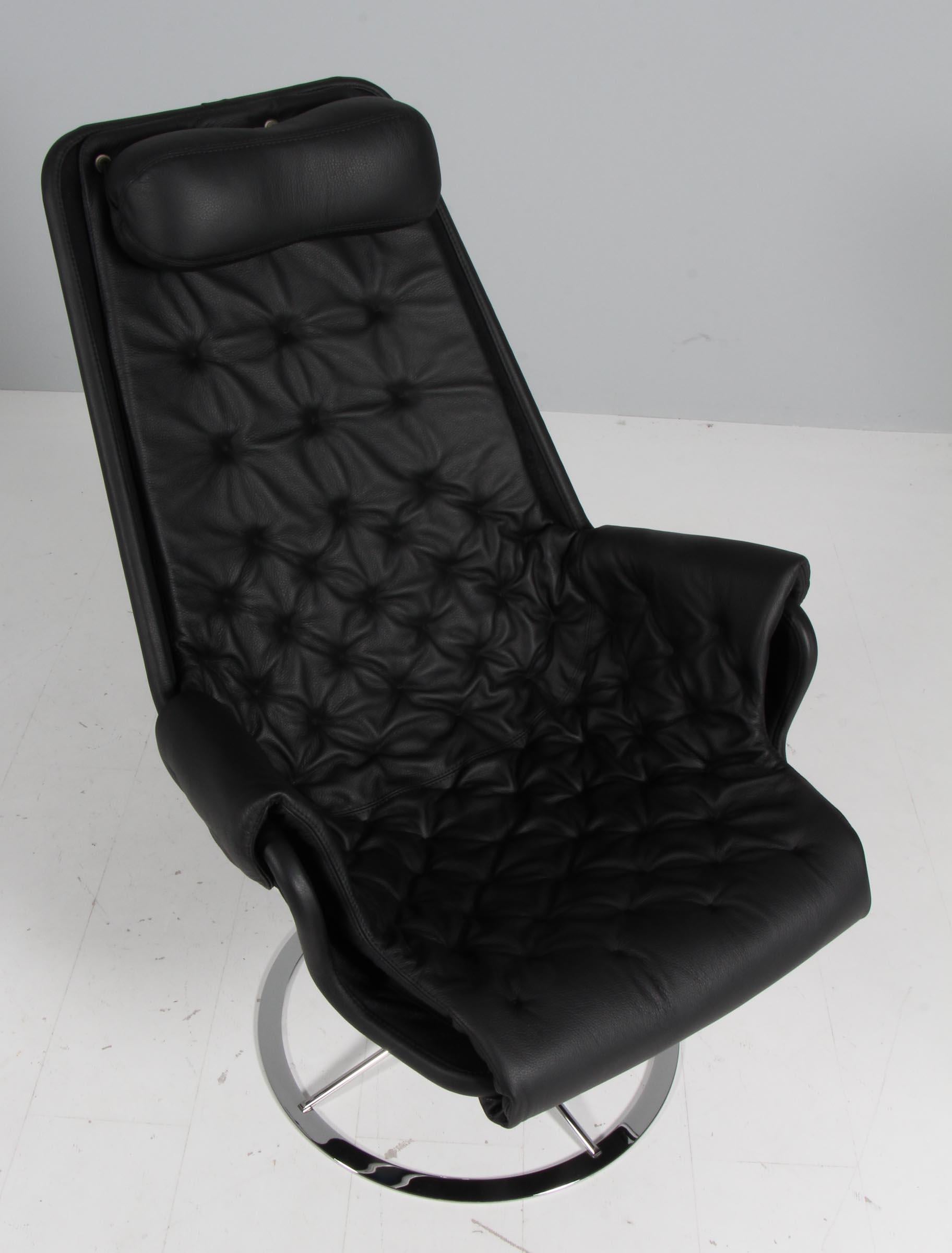 Mid-20th Century Bruno Mathsson Jetson Lounge Chair with Black Leather