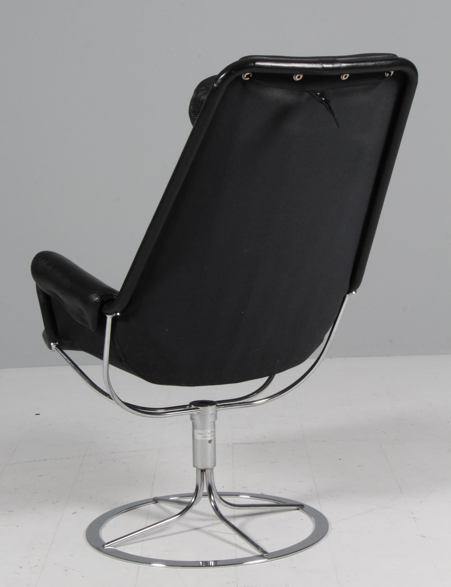 Mid-20th Century Bruno Mathsson Jetson Lounge Chair with Black Leather