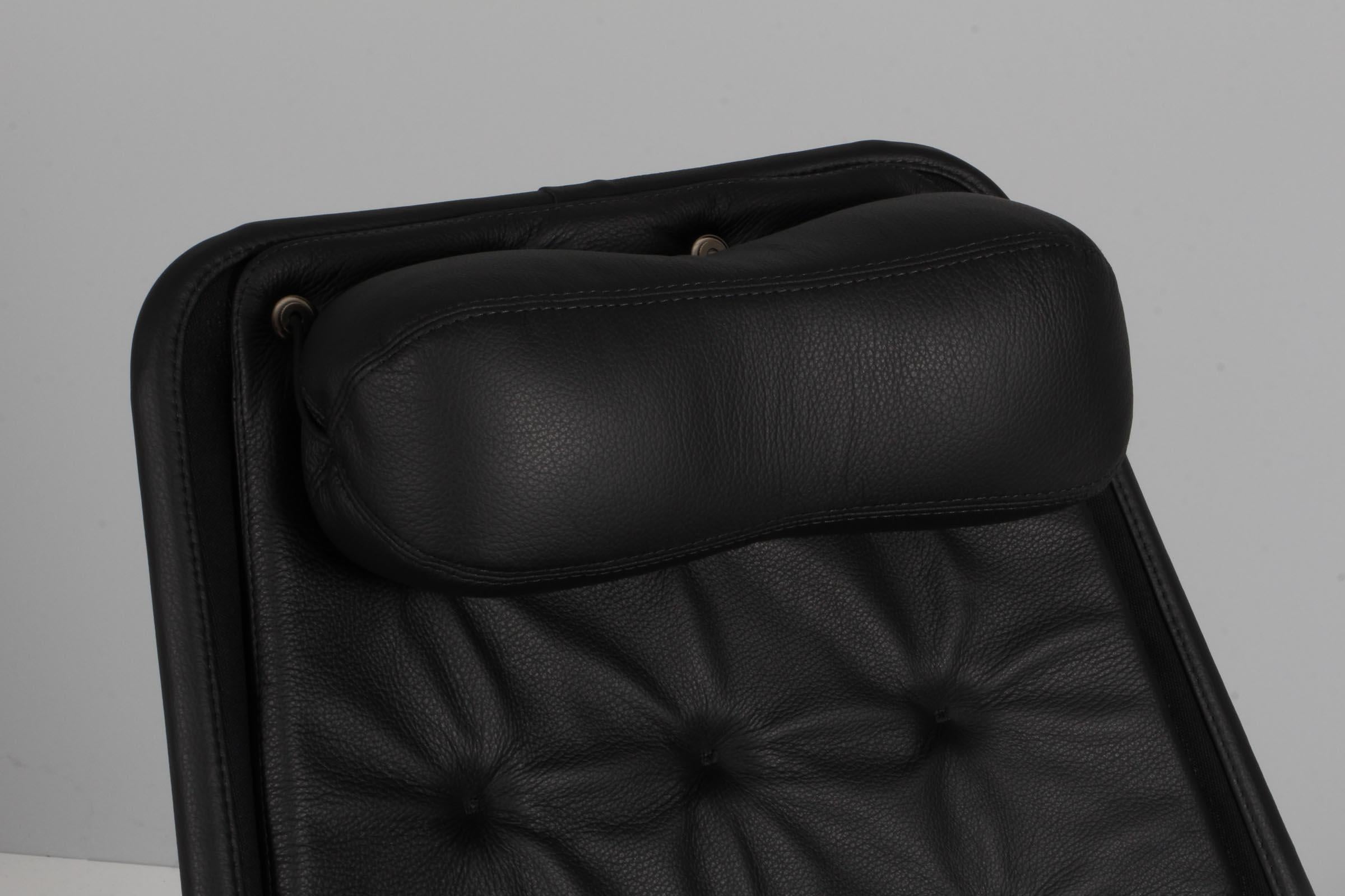 Steel Bruno Mathsson Jetson Lounge Chair with Black Leather