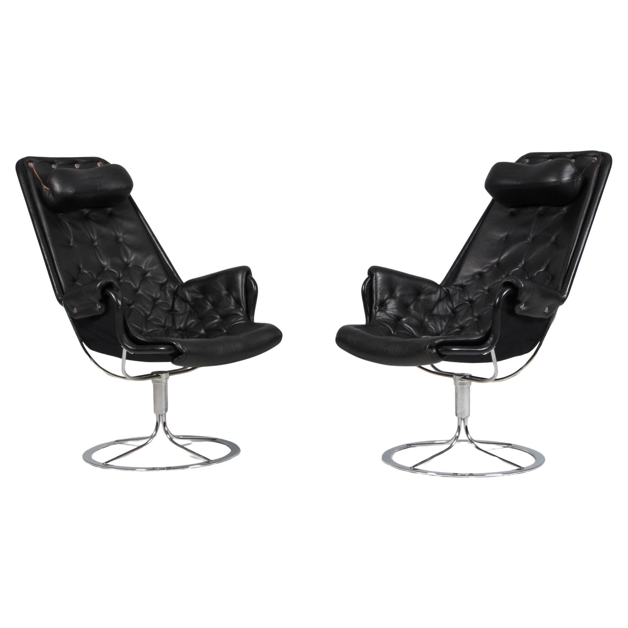 Bruno Mathsson Jetson Lounge Chair with Black Leather