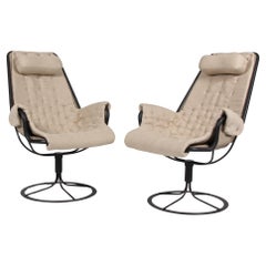 Bruno Mathsson Jetson Lounge Chair with canvas and Black Leather