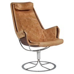Bruno Mathsson Jetson Lounge Chair with patinated tan Leather