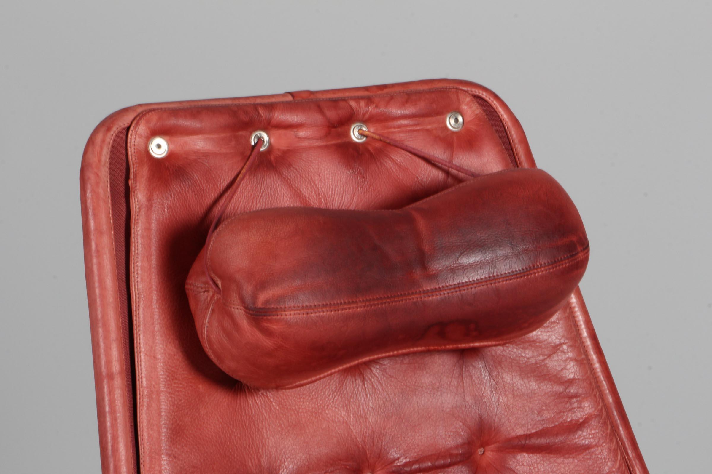 Mid-Century Modern Bruno Mathsson Jetson Lounge Chair with Red Leather