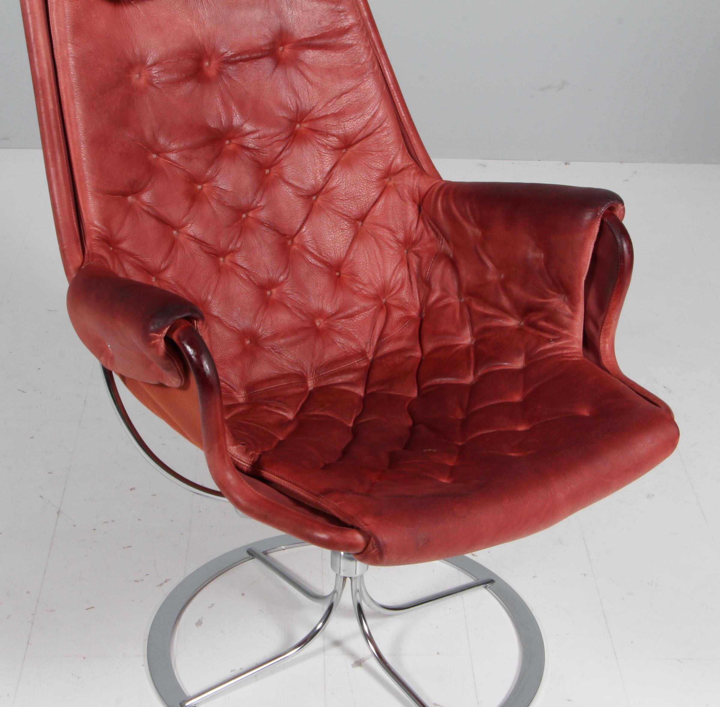 Swedish Bruno Mathsson Jetson Lounge Chair with Red Leather