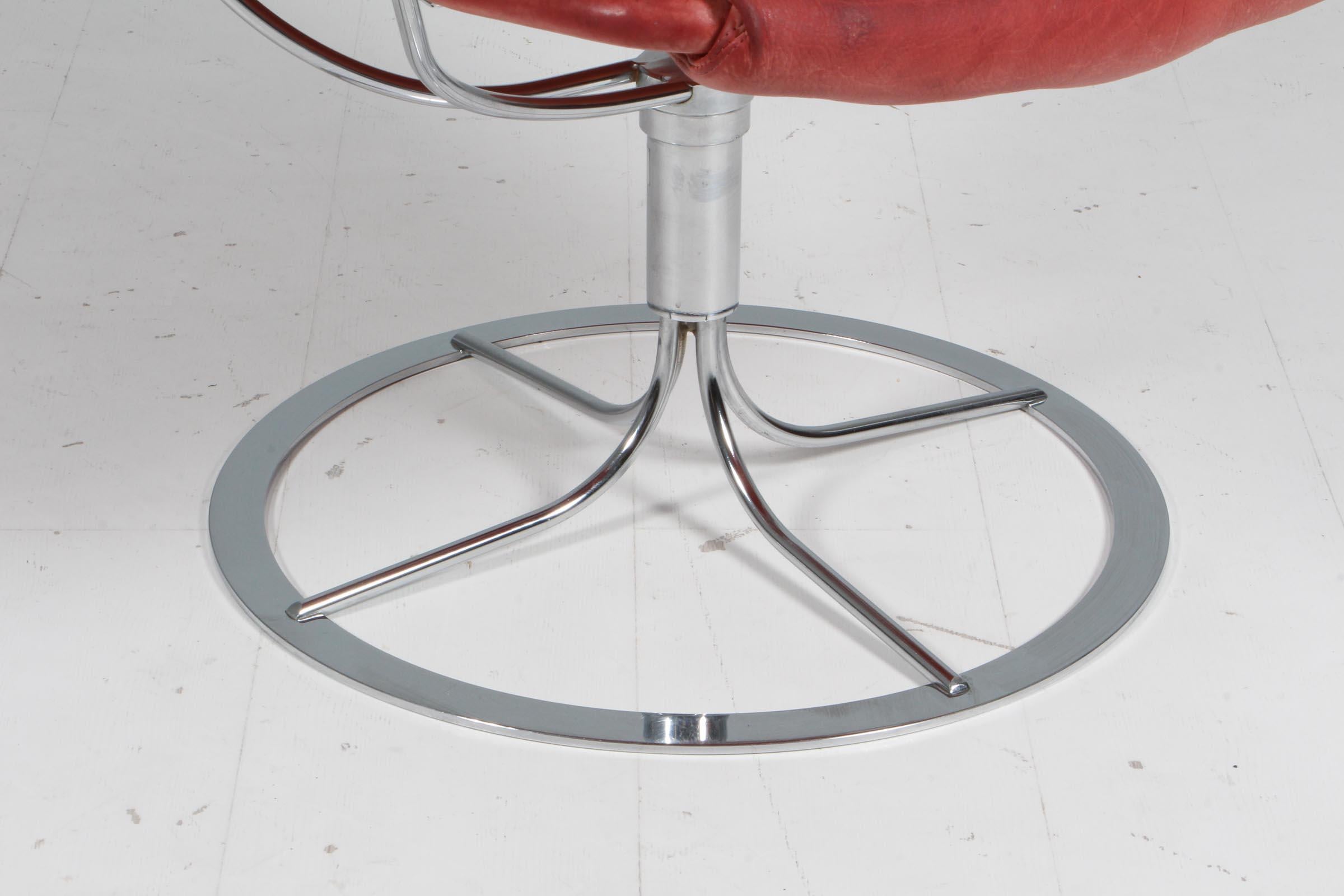Bruno Mathsson Jetson Lounge Chair with Red Leather In Excellent Condition In Esbjerg, DK