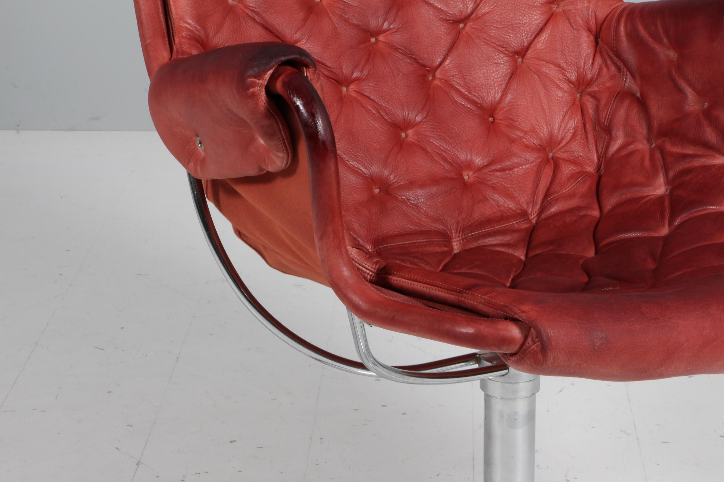 Mid-20th Century Bruno Mathsson Jetson Lounge Chair with Red Leather