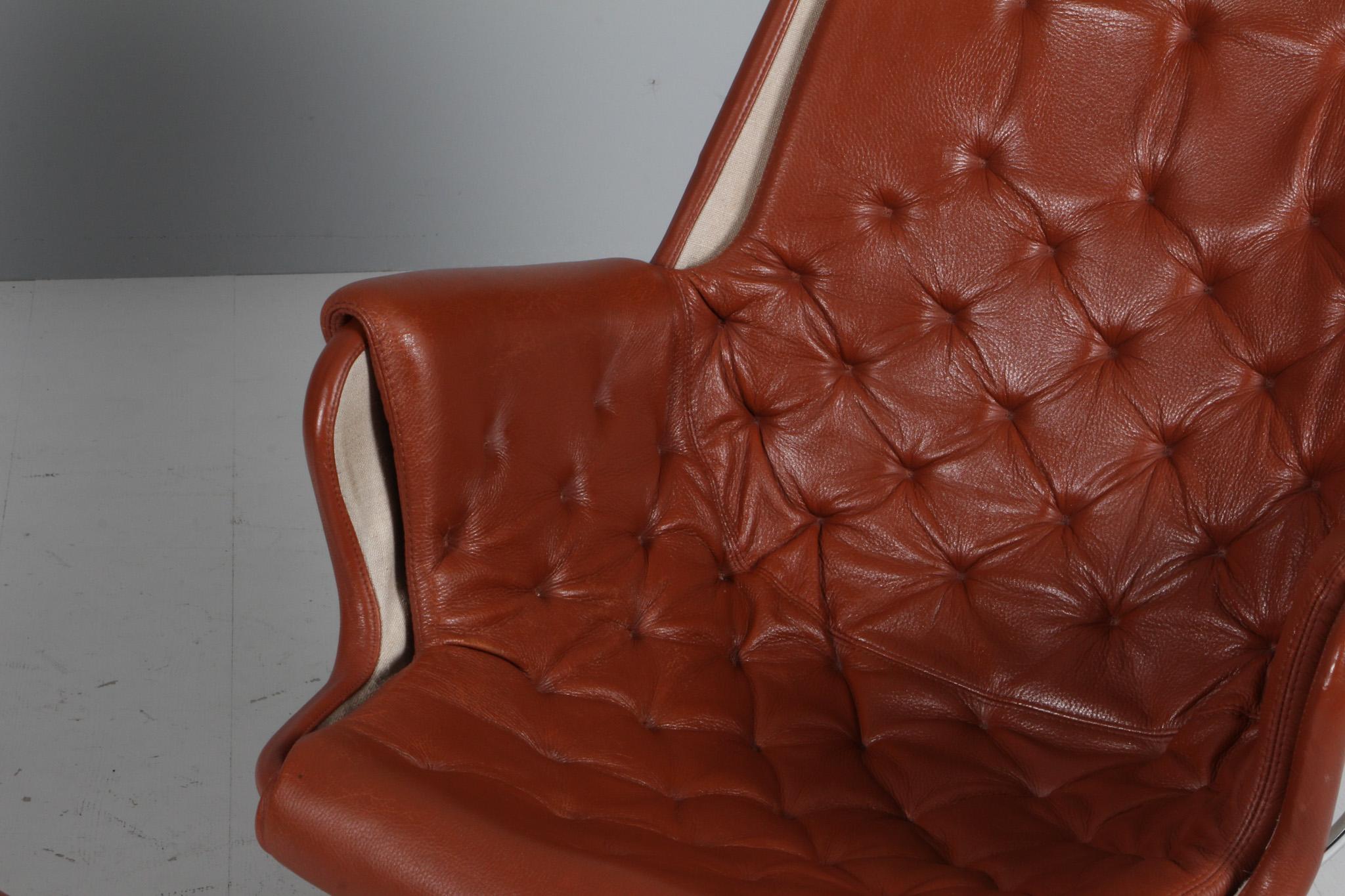 Mid-Century Modern Bruno Mathsson Jetson Lounge Chair with tan Leather