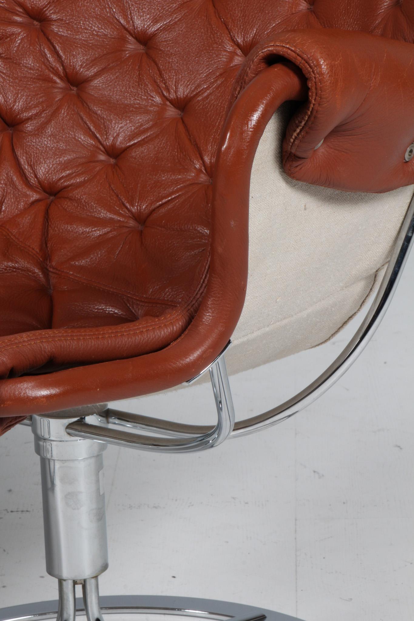 Swedish Bruno Mathsson Jetson Lounge Chair with tan Leather