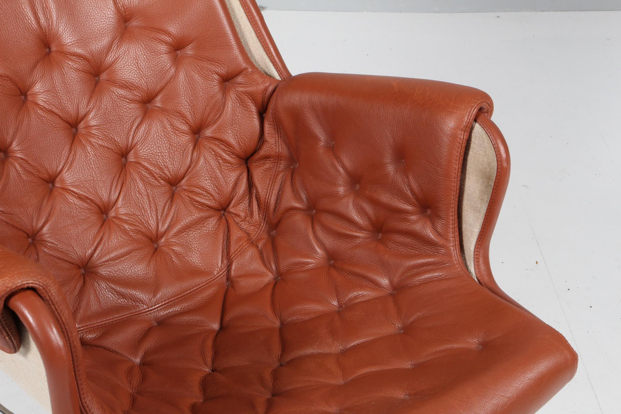 Bruno Mathsson Jetson-Loungesessel mit braunem Leder im Zustand „Gut“ im Angebot in Esbjerg, DK