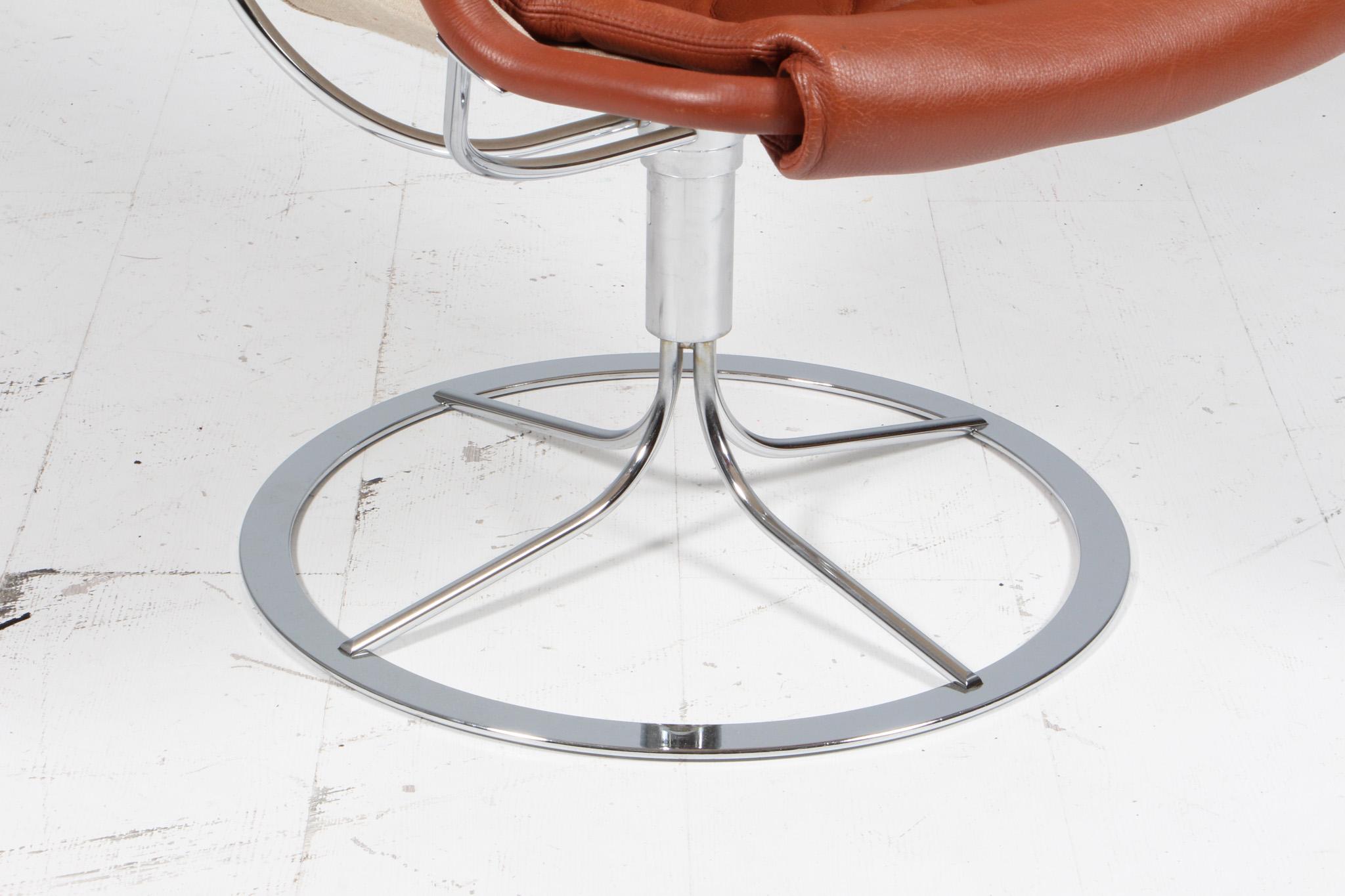 Bruno Mathsson Jetson-Loungesessel mit braunem Leder (Mitte des 20. Jahrhunderts) im Angebot