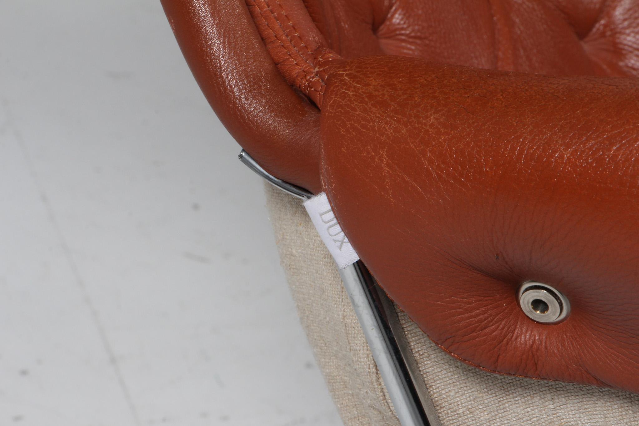 Steel Bruno Mathsson Jetson Lounge Chair with tan Leather