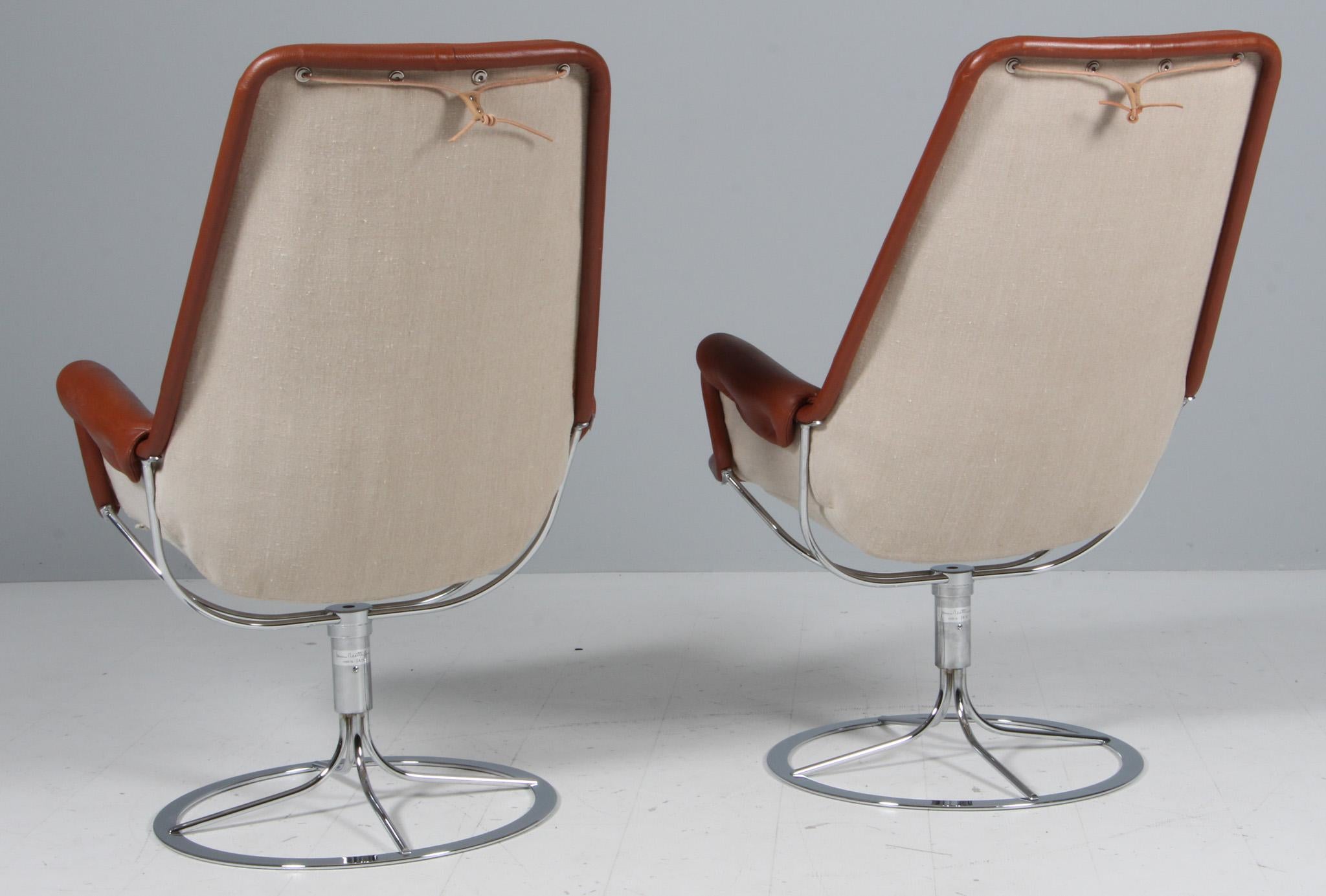 Bruno Mathsson Jetson Lounge Chair with tan Leather 1