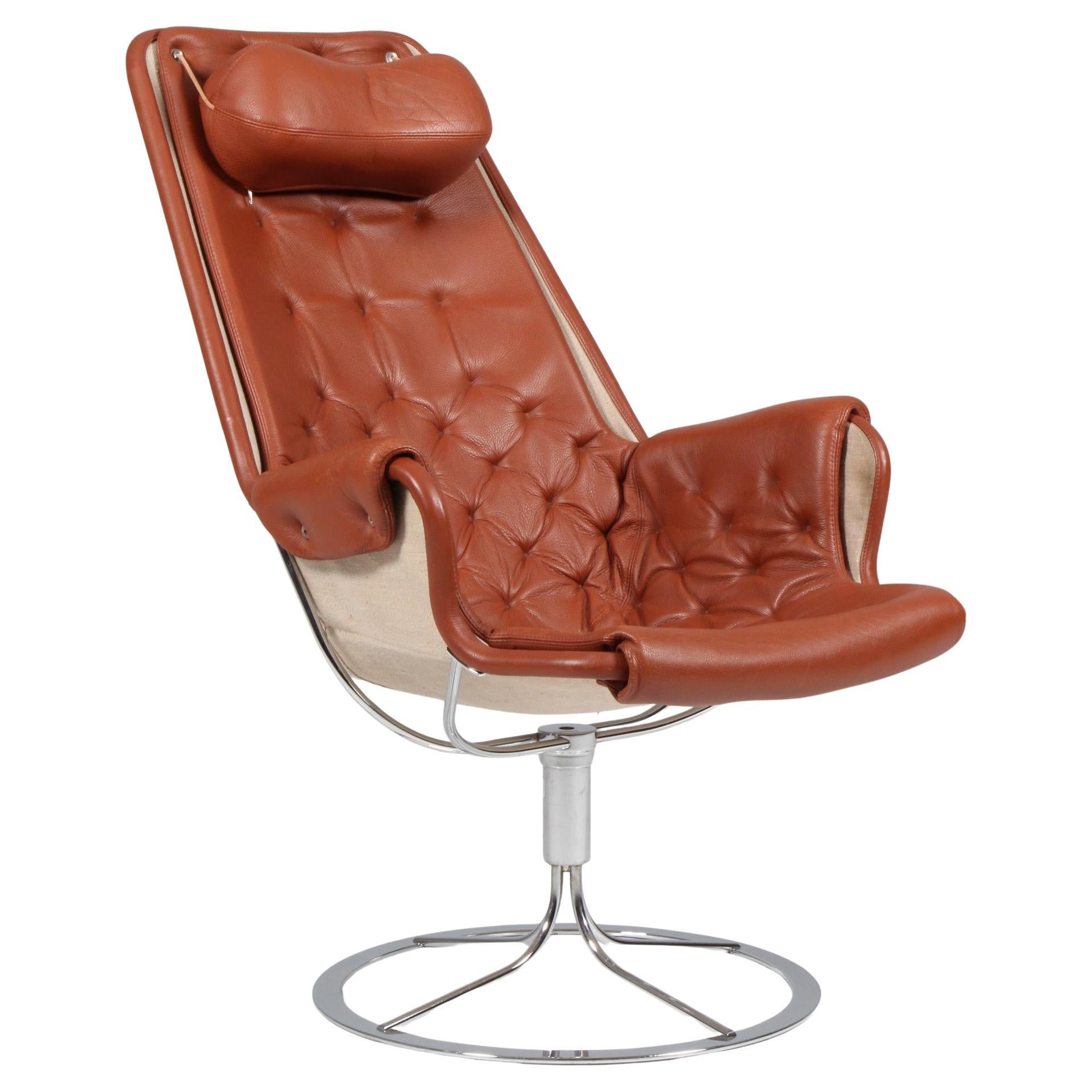 Bruno Mathsson Jetson Lounge Chair with tan Leather