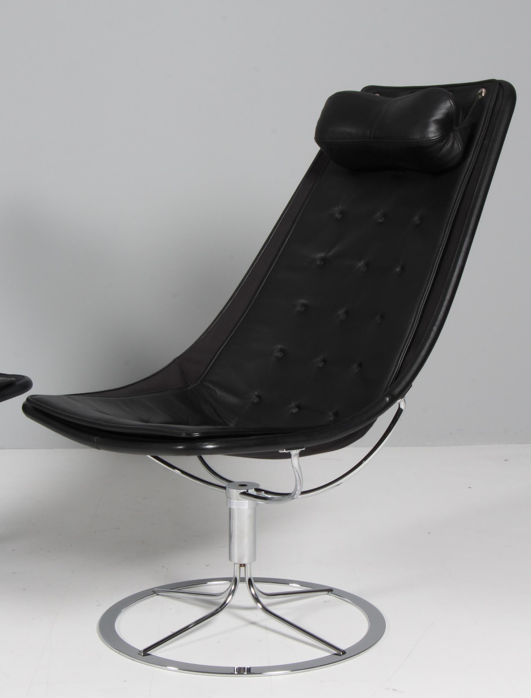 Mid-Century Modern Bruno Mathsson Jetson Lounge Chairs with Black Leather