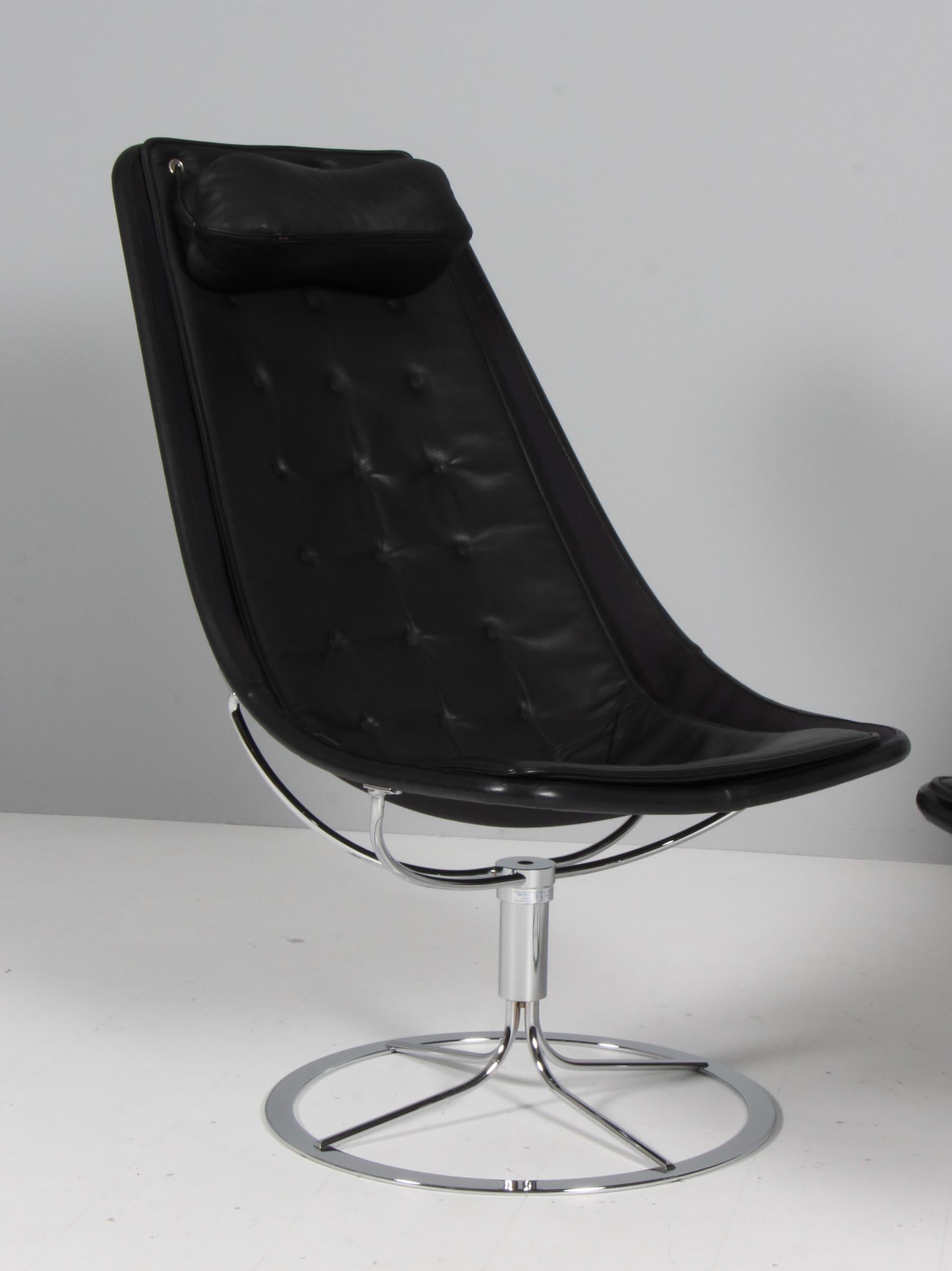 Swedish Bruno Mathsson Jetson Lounge Chairs with Black Leather