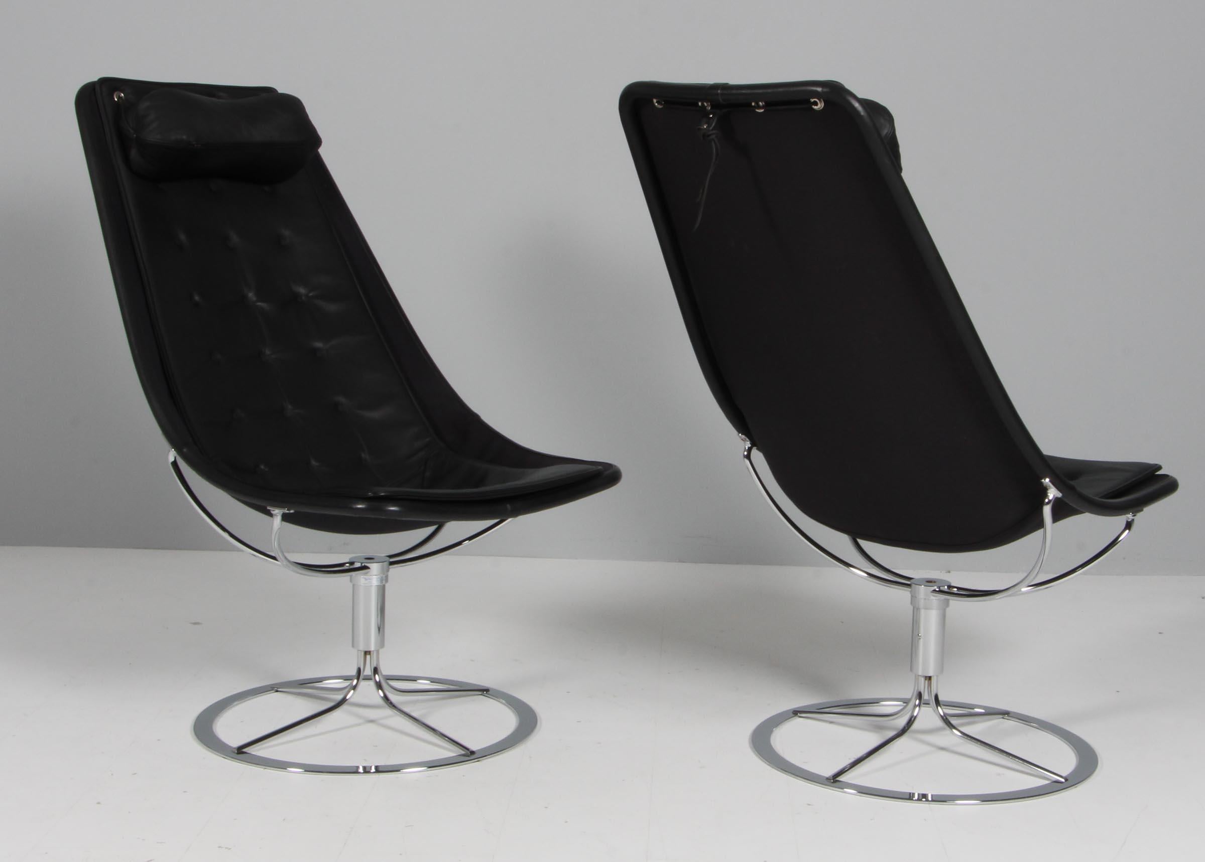 Bruno Mathsson Jetson Lounge Chairs with Black Leather 1