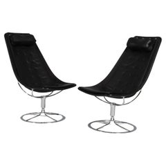 Bruno Mathsson Jetson Lounge Chairs with Black Leather