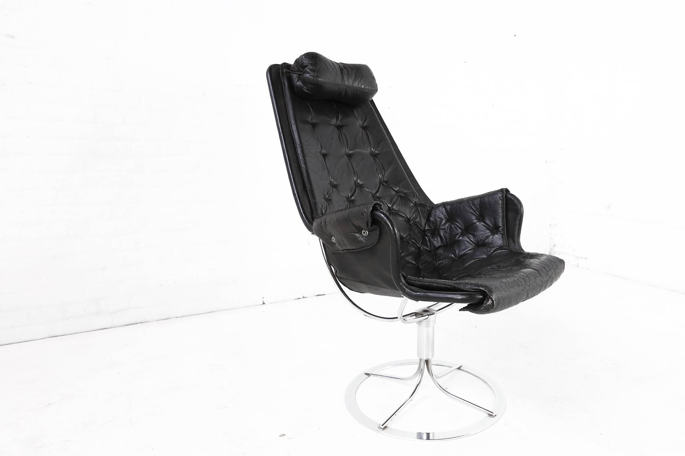 Leather Bruno Mathsson Jetson Swivel Armchair for DUX, Sweden, 1970s For Sale