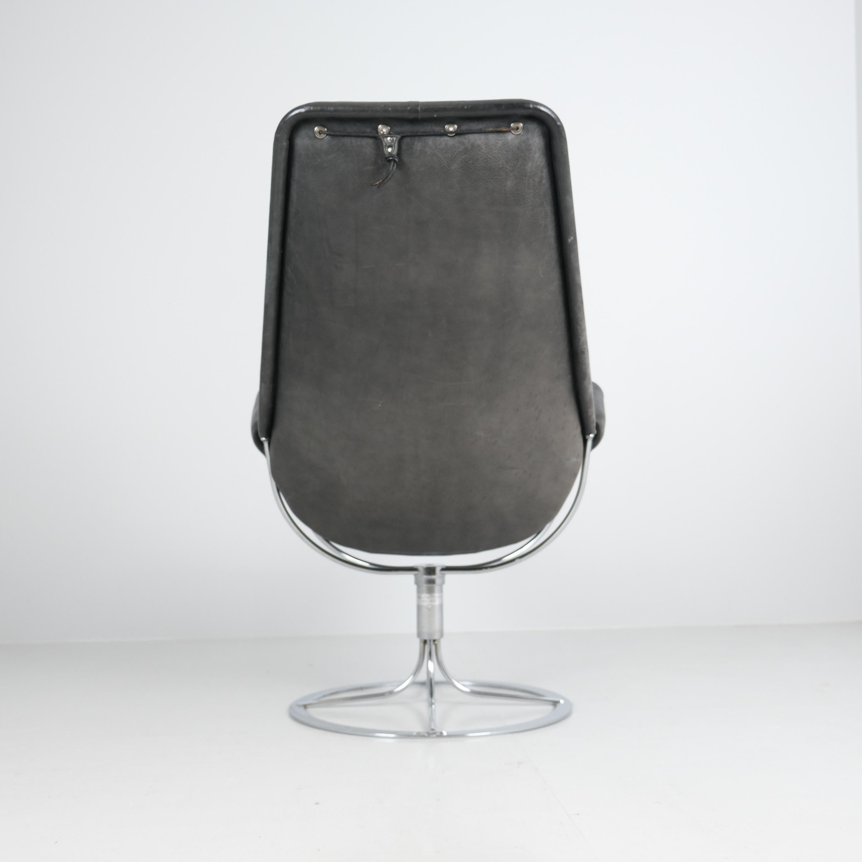 Bruno Mathsson Jetson Swivel Chair in Chrome & Black Leather, Dux late 20th C. en venta 5