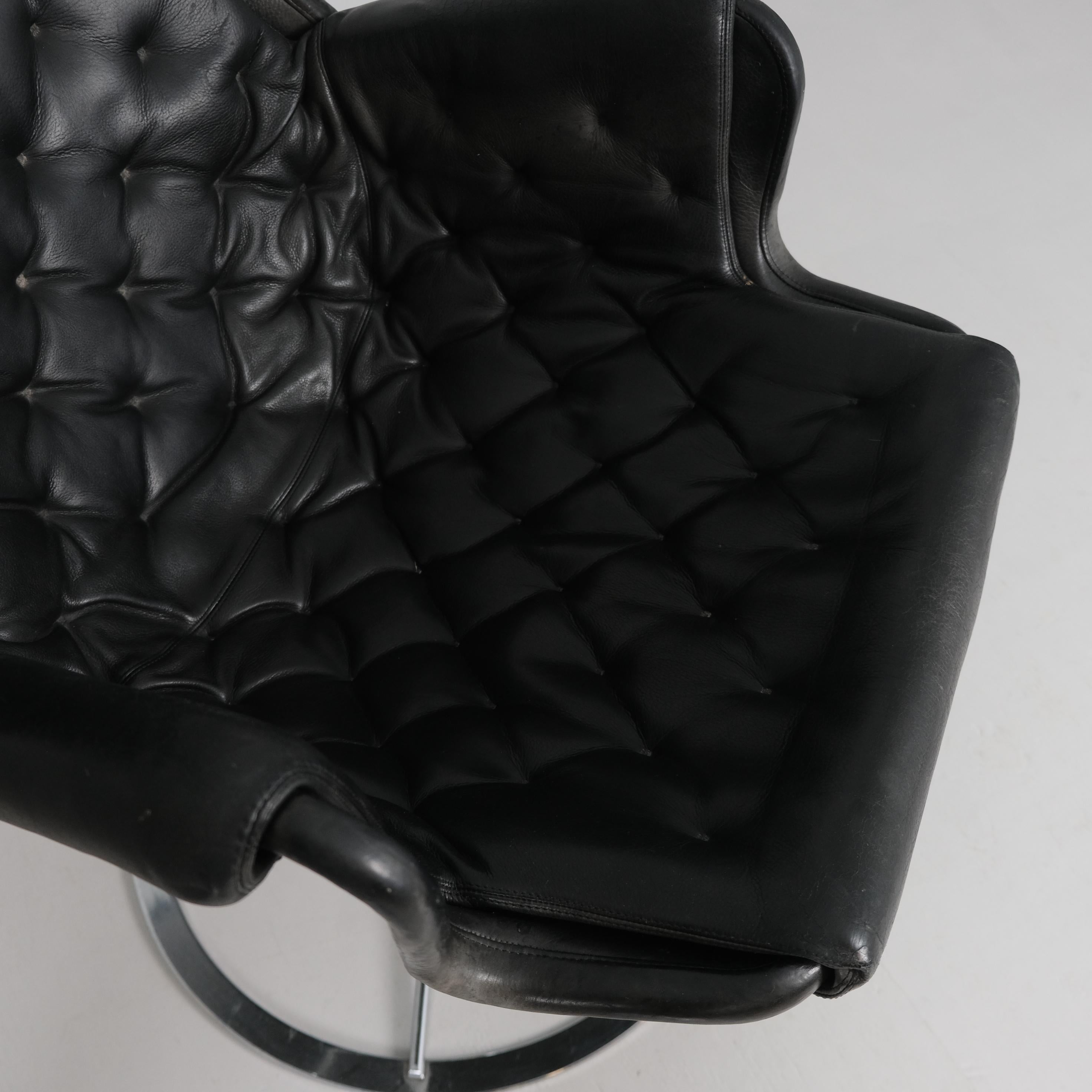 Bruno Mathsson Jetson Swivel Chair in Chrome & Black Leather, Dux late 20th C. en venta 6