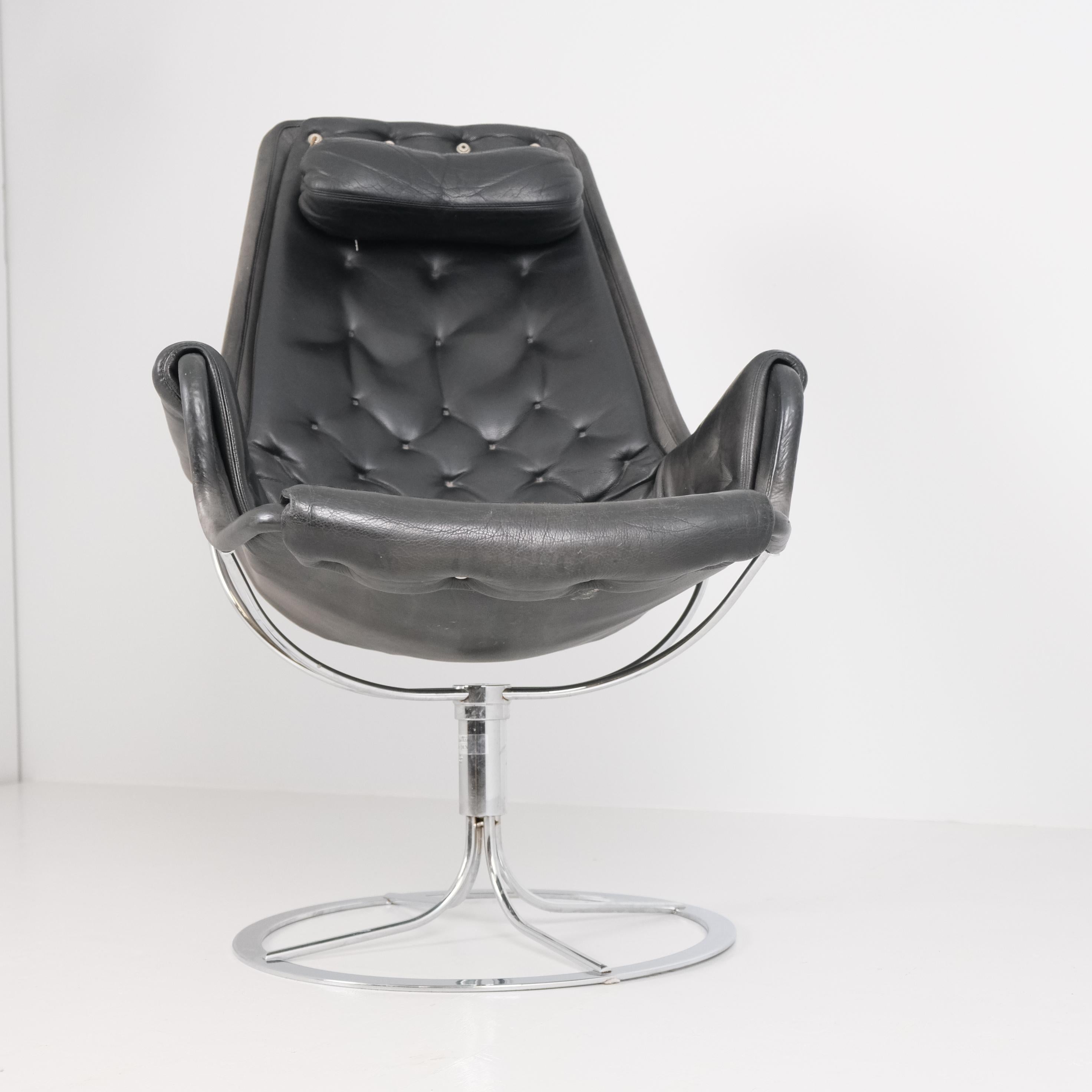 Bruno Mathsson Jetson Swivel Chair in Chrome & Black Leather, Dux late 20th C. en venta 7