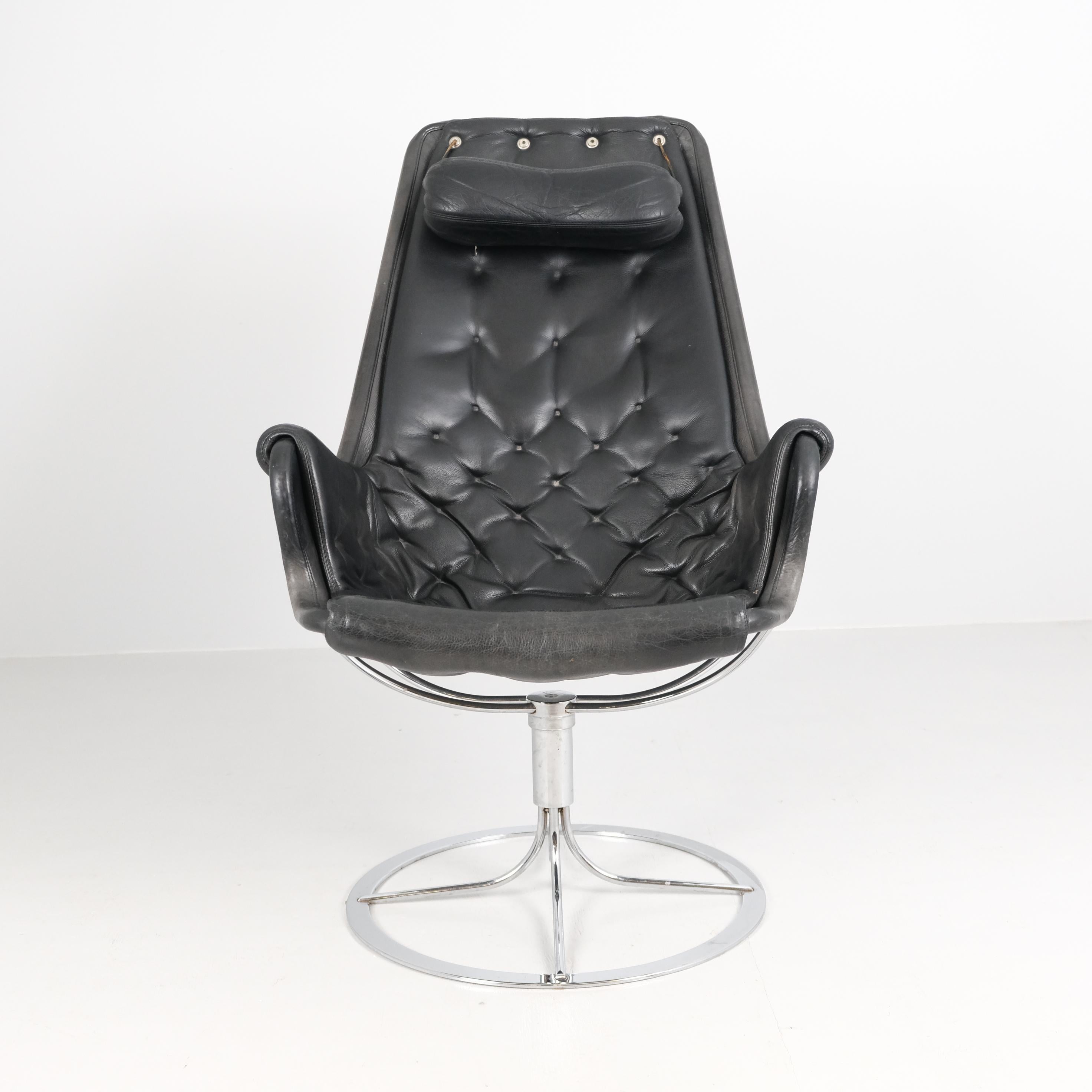 Bruno Mathsson Jetson Swivel Chair in Chrome & Black Leather, Dux late 20th C. Escandinavo moderno en venta