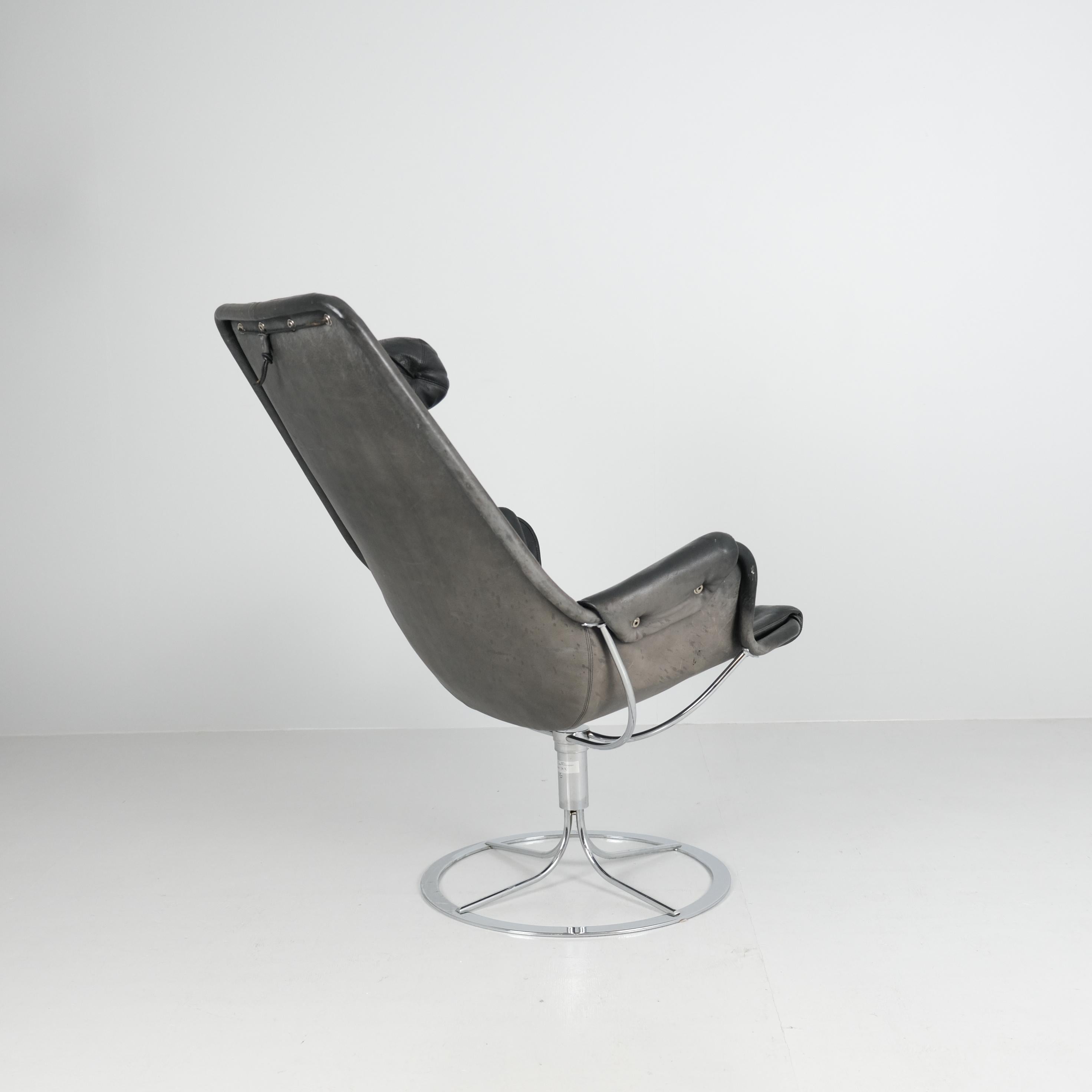 Bruno Mathsson Jetson Swivel Chair in Chrome & Black Leather, Dux late 20th C. Siglo XXI y contemporáneo en venta