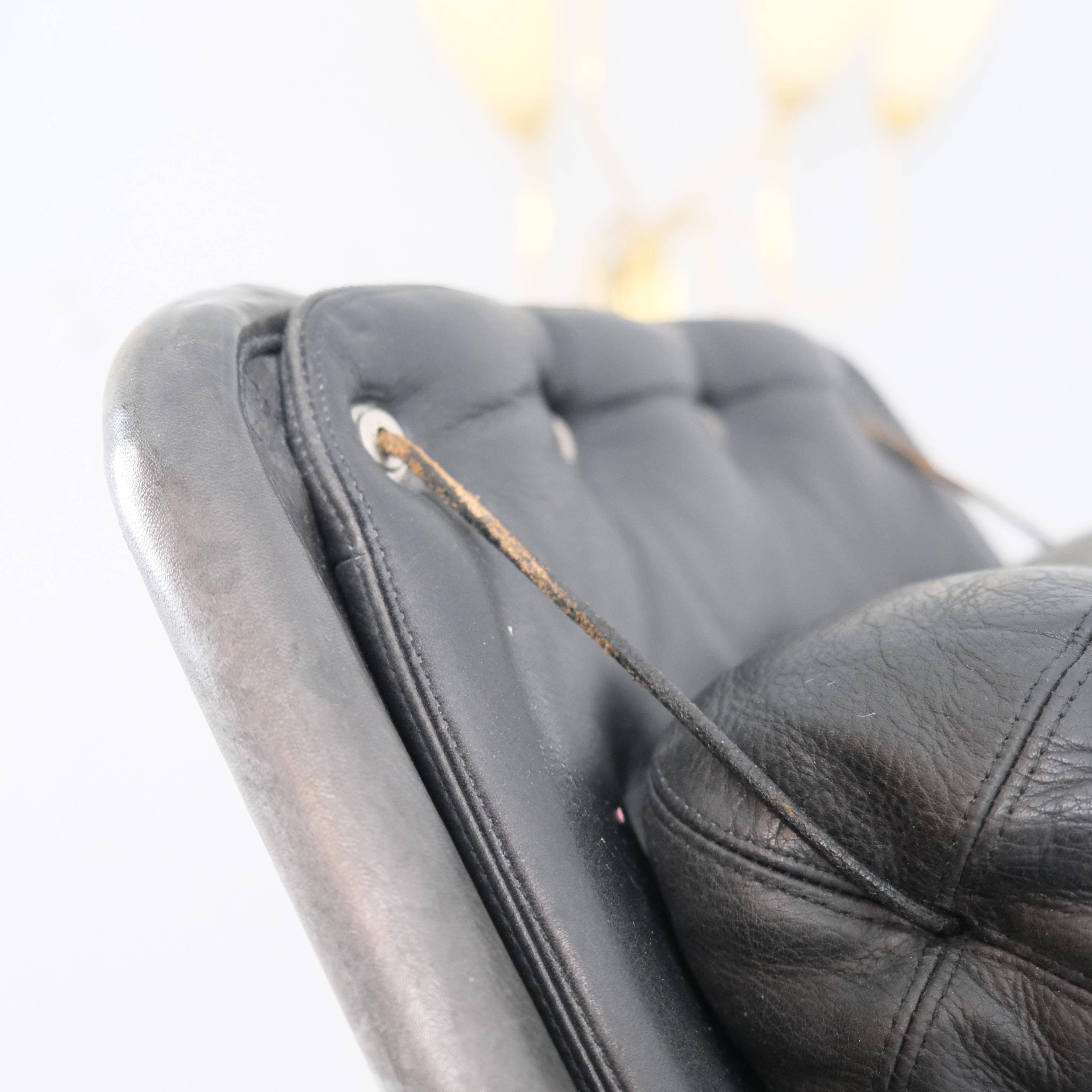 Bruno Mathsson Jetson Swivel Chair in Chrome & Black Leather, Dux late 20th C. en venta 1