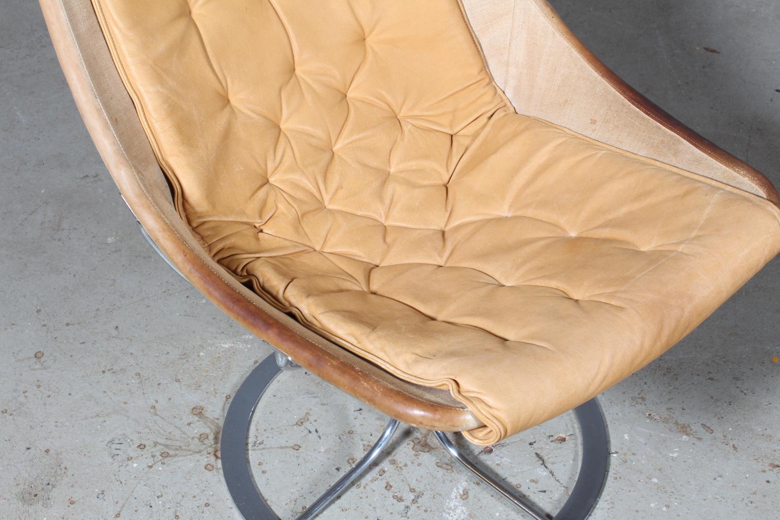 Mid-Century Modern Bruno Mathsson Jetsson Lounge Chair with Nature Leather