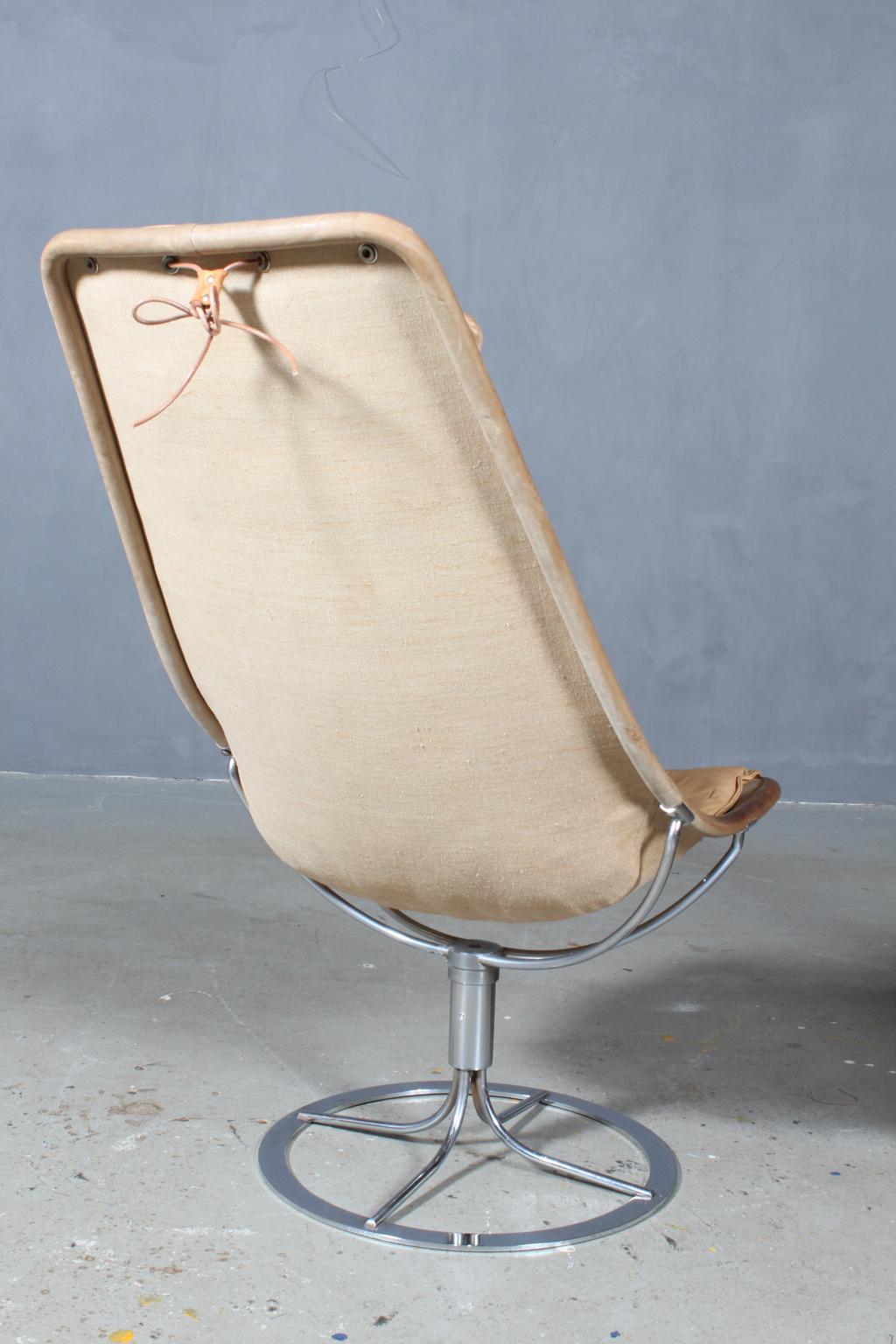 Bruno Mathsson Jetsson Lounge Chair with Nature Leather In Good Condition In Esbjerg, DK