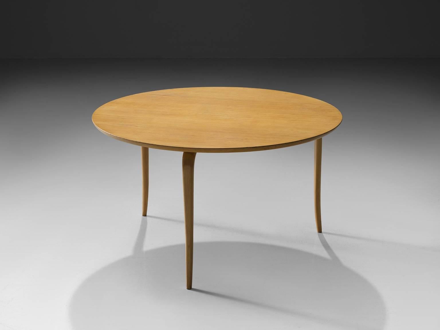 Bruno Mathsson for Karl Mathsson, Annika table, birch, Sweden, 1950s.

This so called Annika coffee table has birch bent plywood legs, which are fluently curved and tapered. These light legs are elegant and give this piece its unique appearance. The
