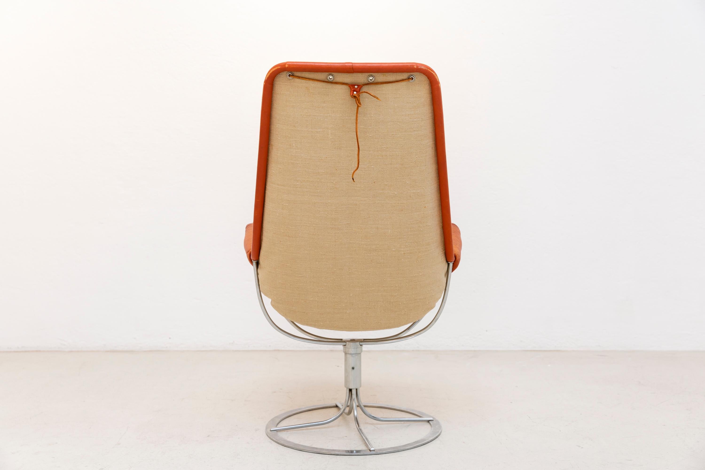 Swedish Bruno Mathsson Leather Armchair, Jetson from 1964 For Sale