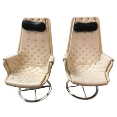Bruno Mathsson Leather Chairs Pair