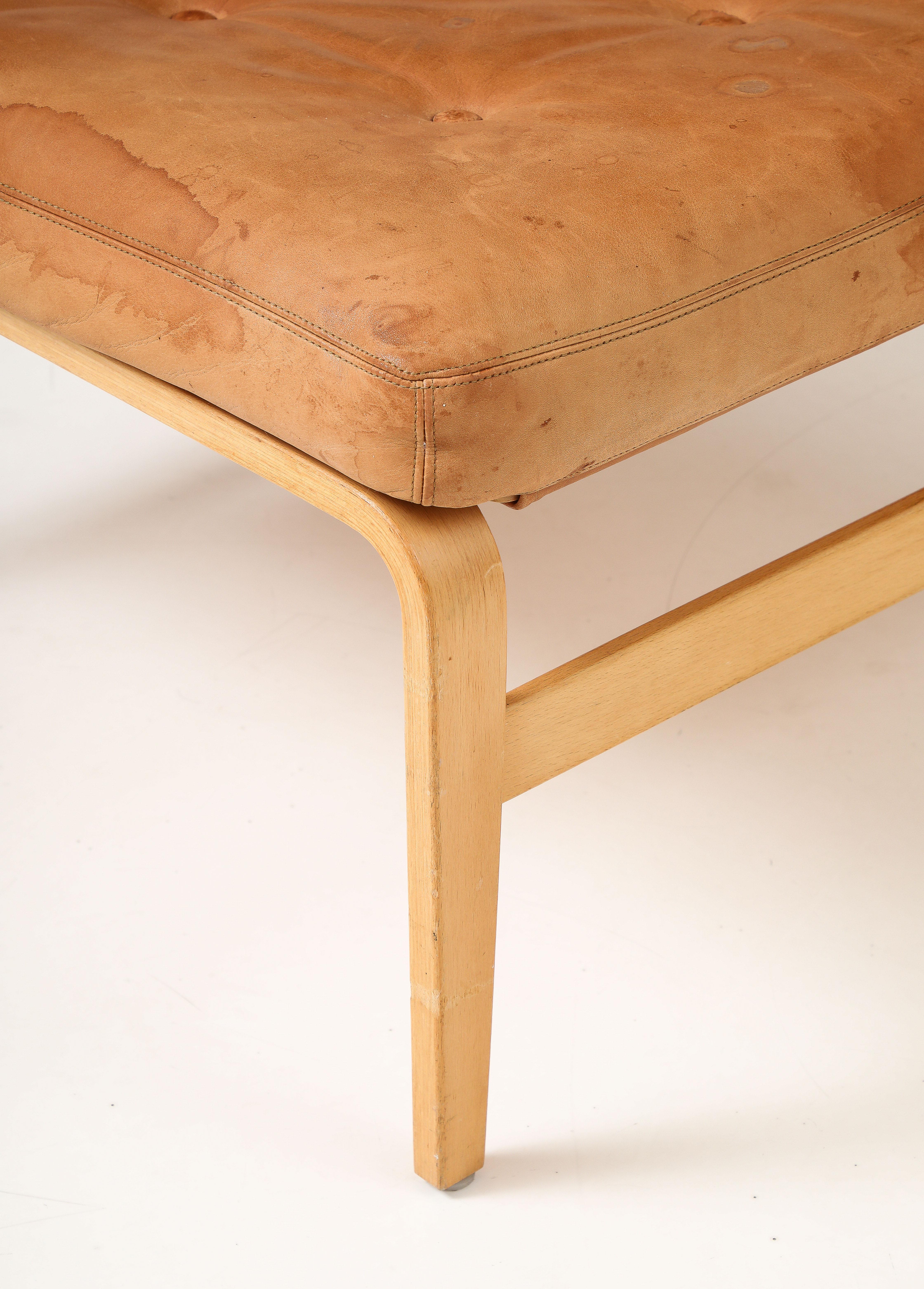 Mid-20th Century Bruno Mathsson Leather 'Ottoman, Dux, Sweden, c. 1969