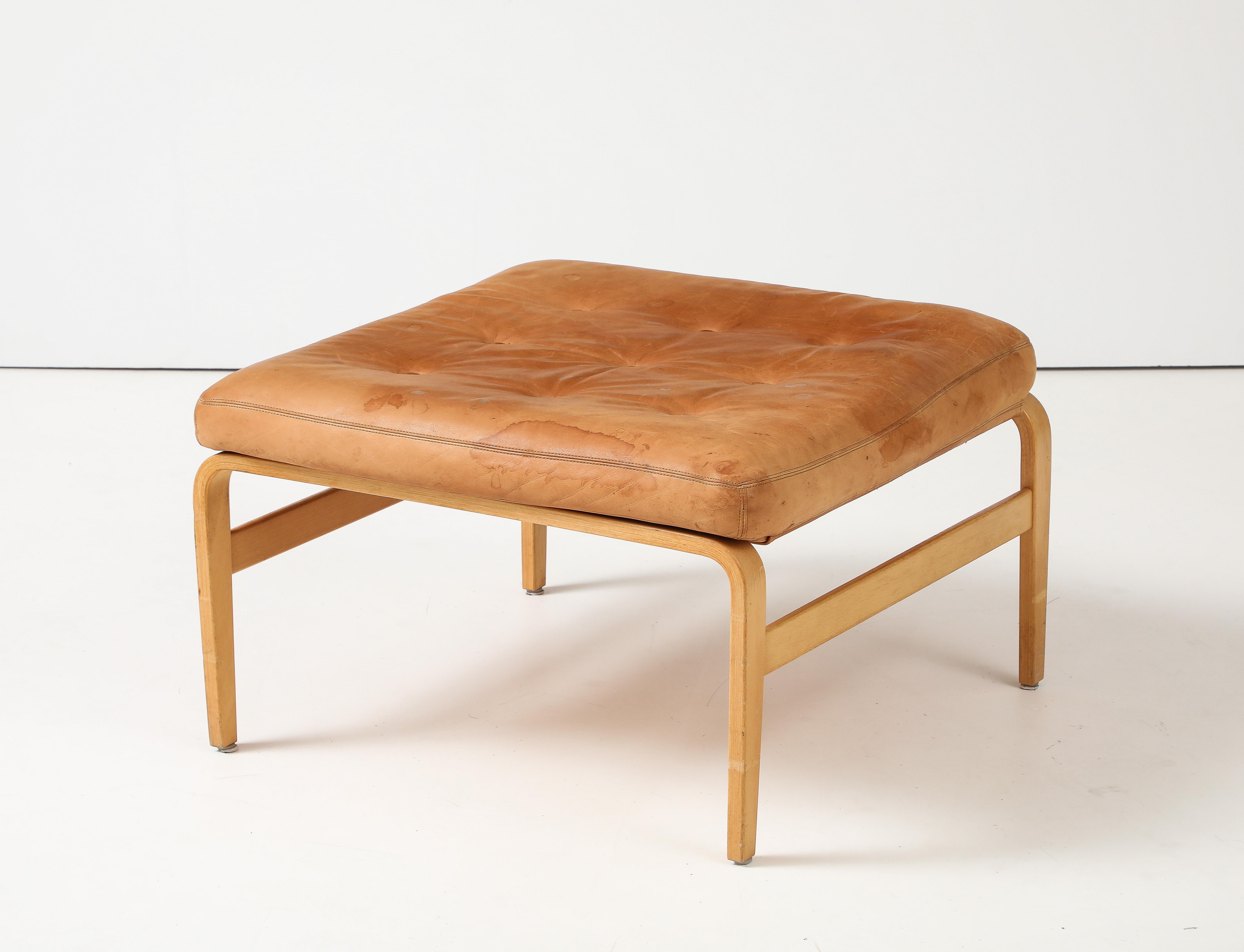 Bruno Mathsson Leather 'Ottoman, Dux, Sweden, c. 1969 1