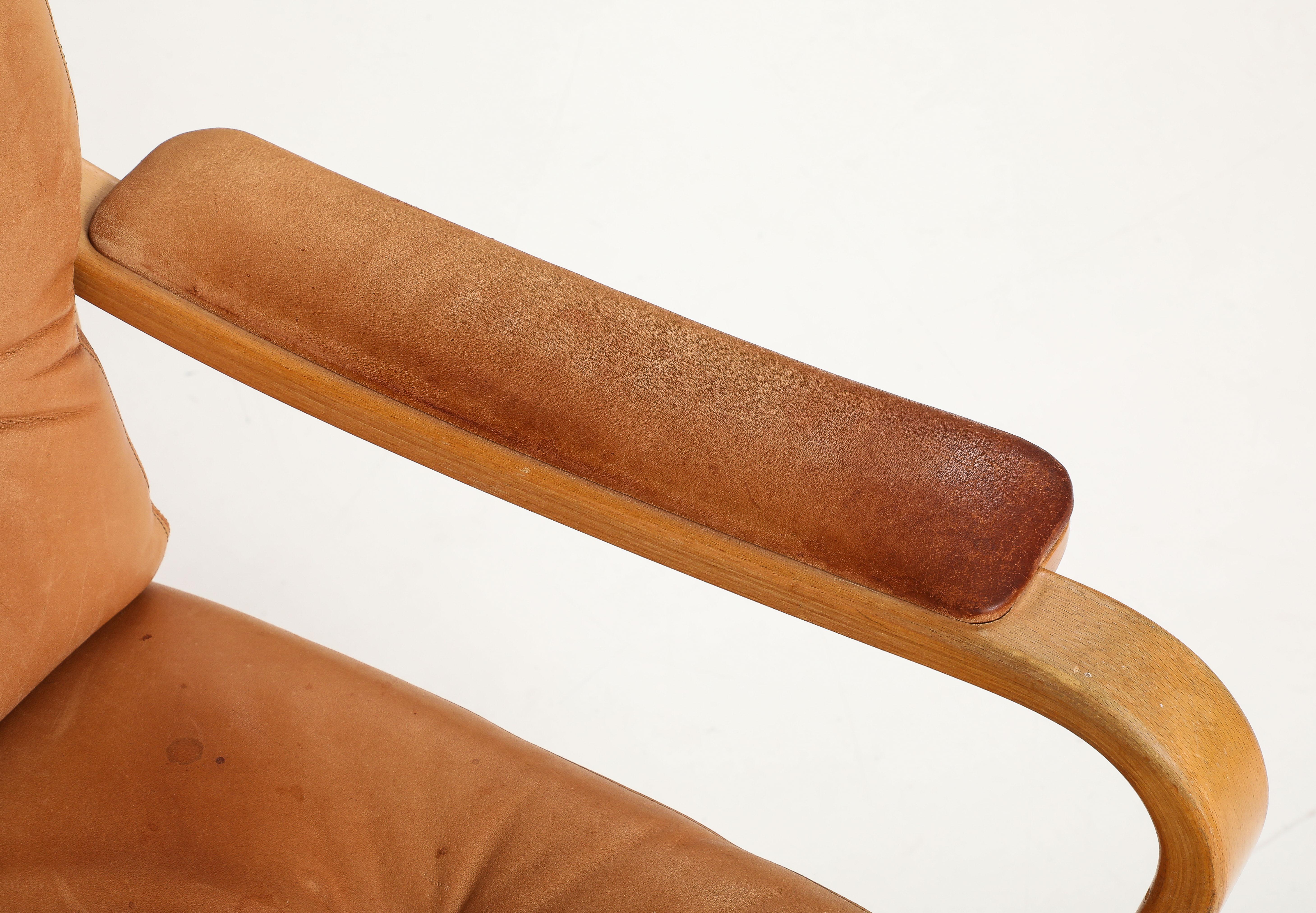 Scandinavian Modern Kenneth Bergenblad 'Patrik' Leather Chair, Dux, Sweden, 1978