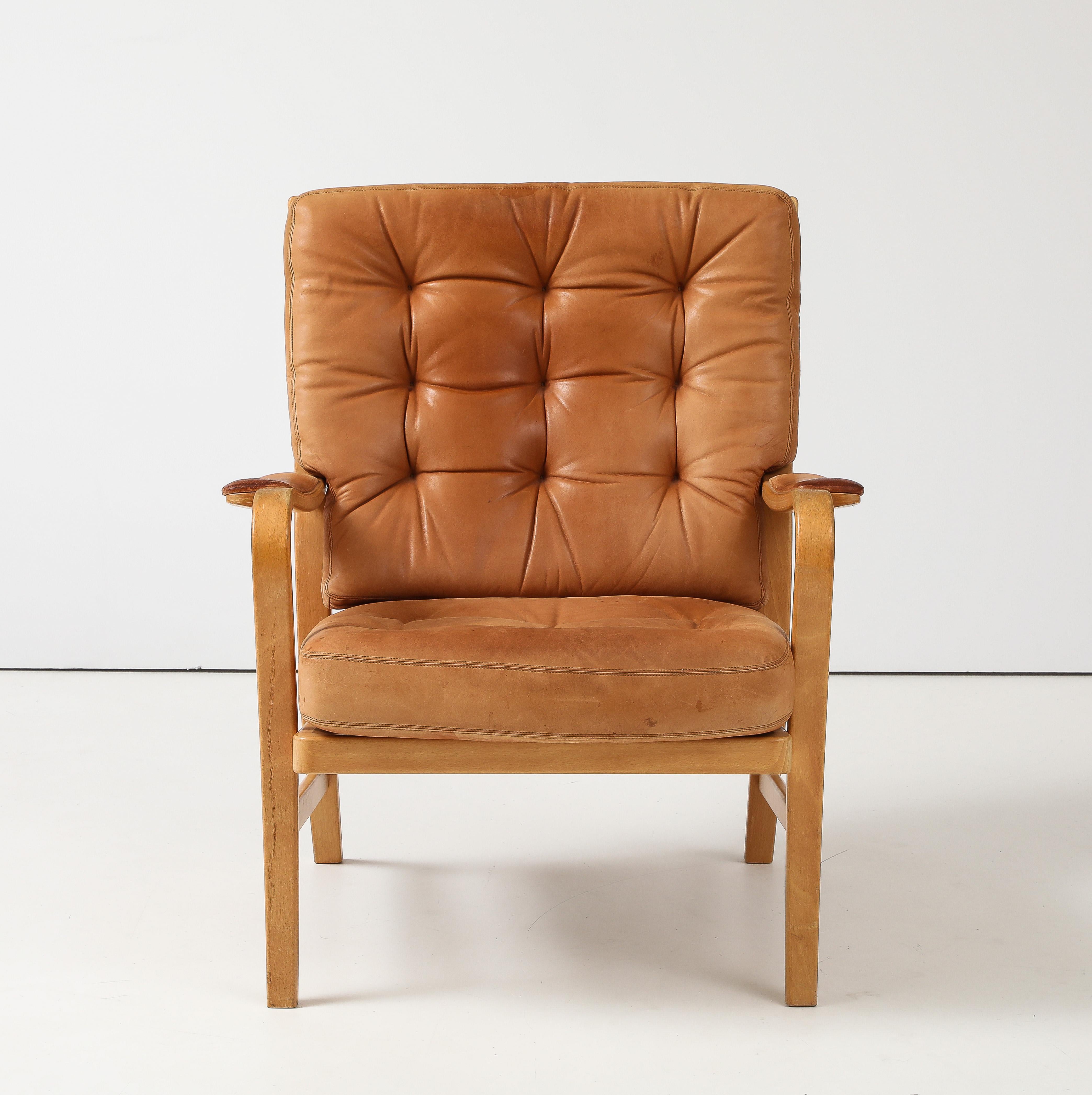 Kenneth Bergenblad 'Patrik' Leather Chair, Dux, Sweden, 1978 In Good Condition In Brooklyn, NY