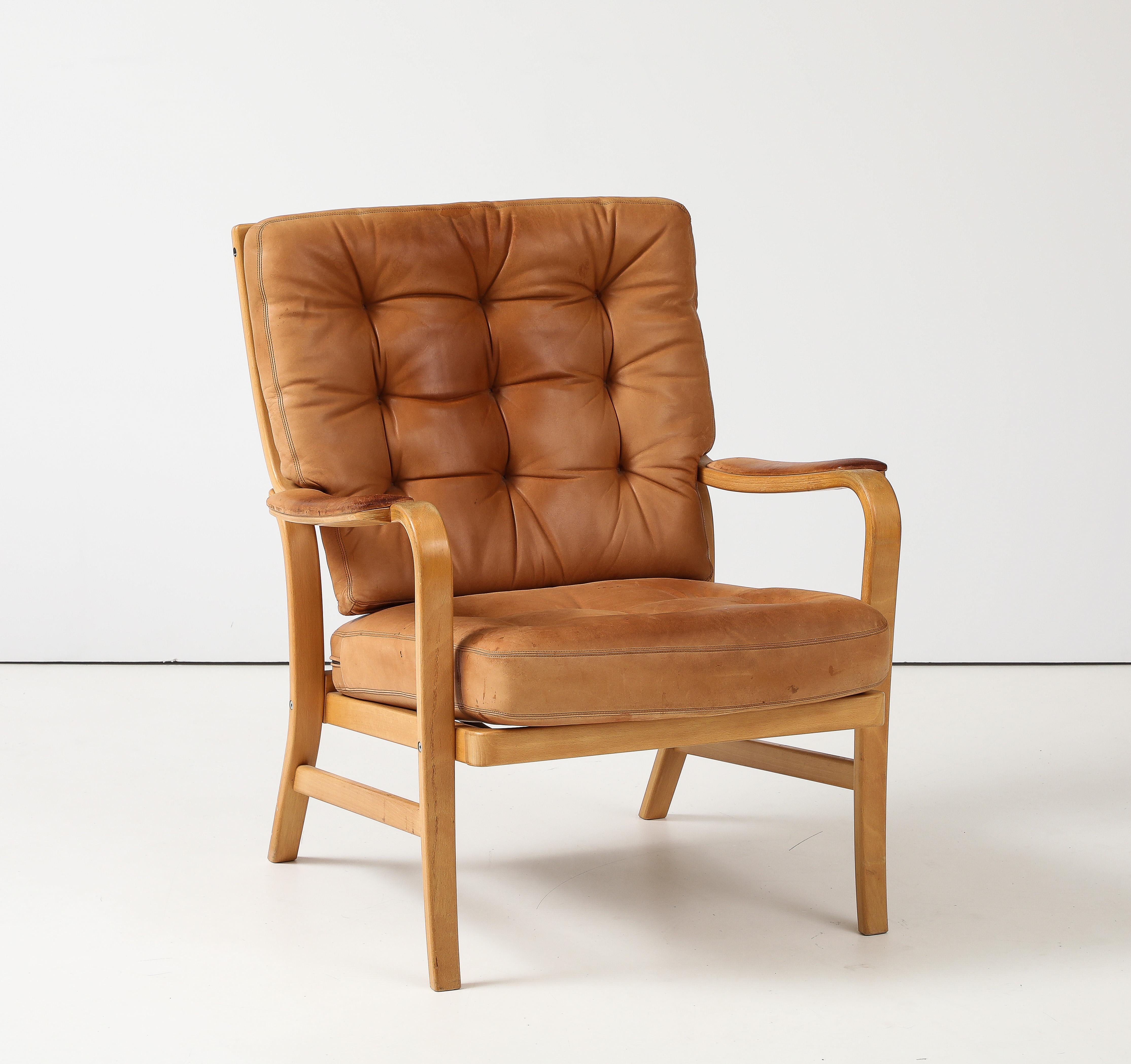 Late 20th Century Kenneth Bergenblad 'Patrik' Leather Chair, Dux, Sweden, 1978