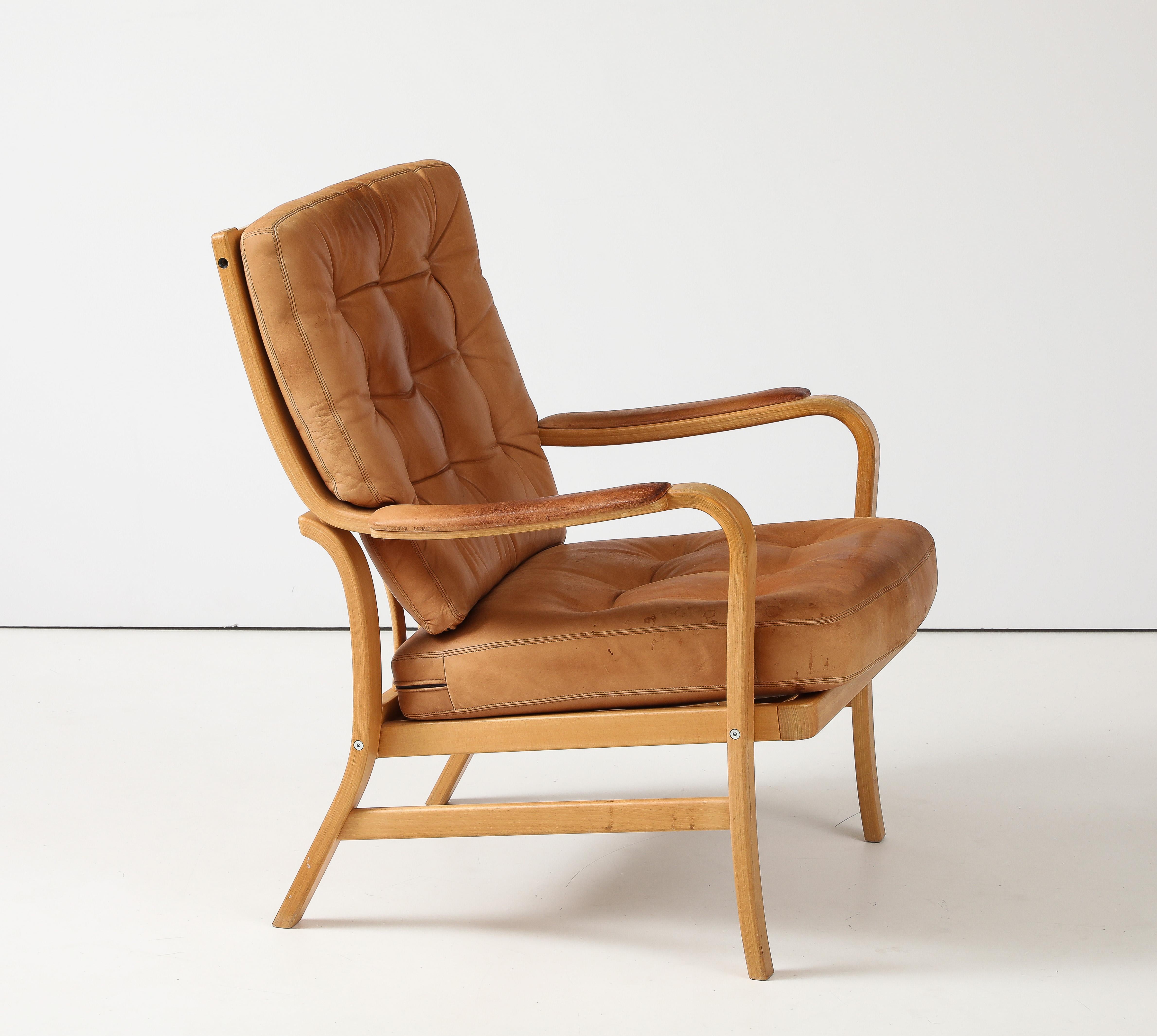 Kenneth Bergenblad 'Patrik' Leather Chair, Dux, Sweden, 1978 2