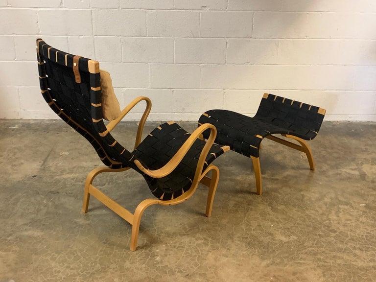 Bruno Mathsson Lounge Chair and Ottoman For Sale 6