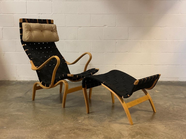 Bruno Mathsson Lounge Chair and Ottoman For Sale 3