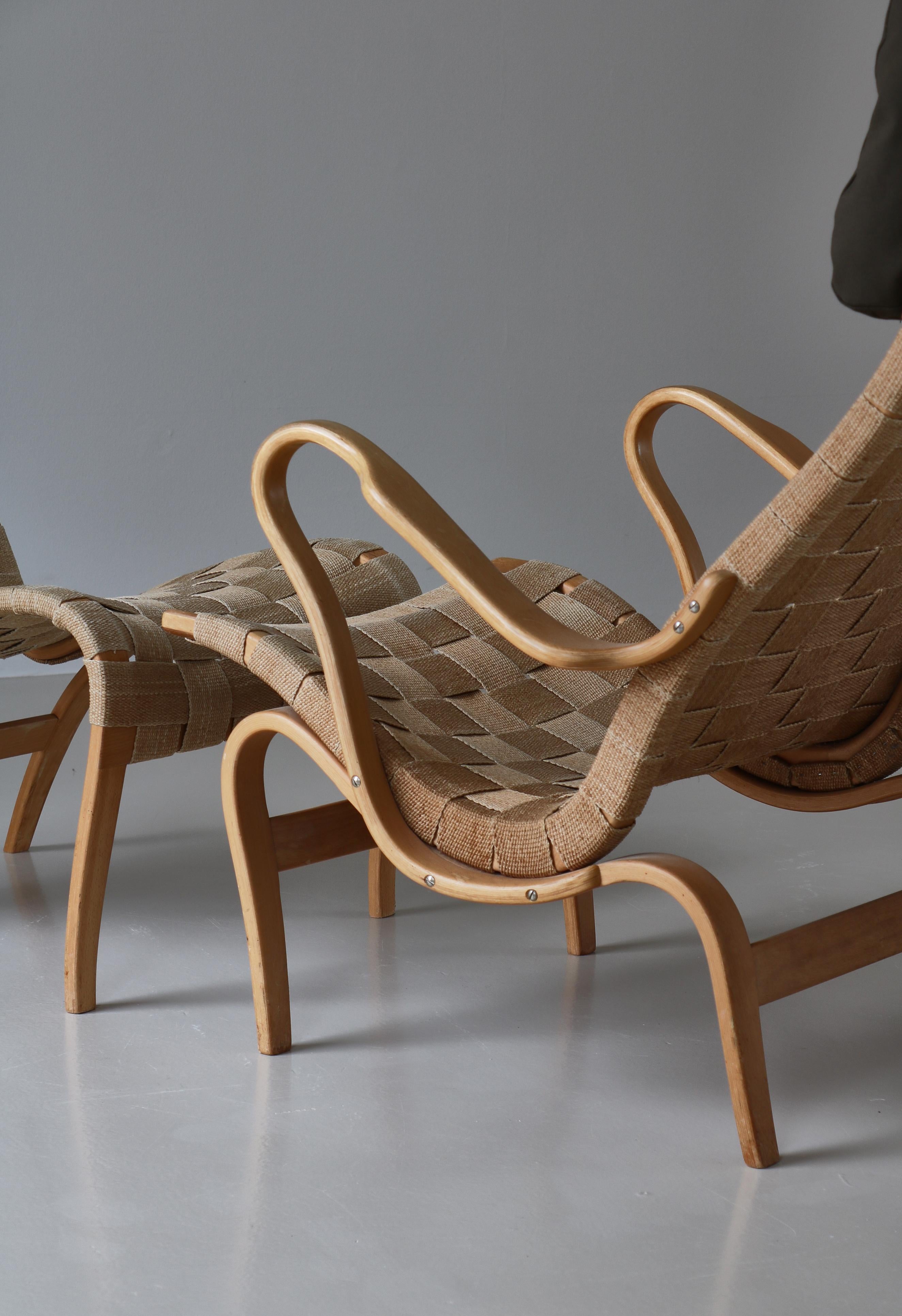 Fauteuil de salon Bruno Mathsson « Pernilla 2 » avec Pouf Karl Mathsson, 1972 en vente 4