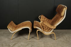 Bruno Mathsson Lounge Chair with Ottoman, Model Pernilla, circa 1970