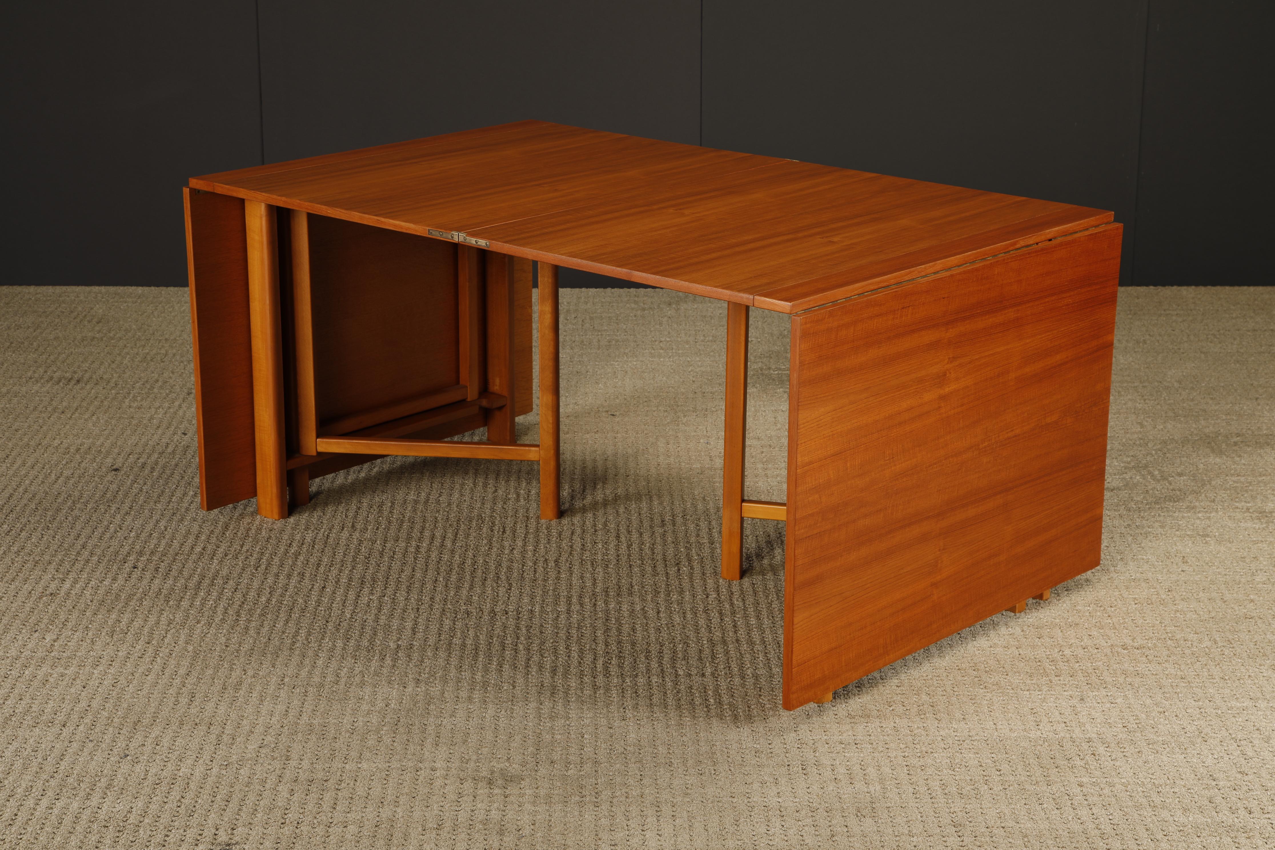 Bruno Mathsson 'Maria' Drop-Leaf Folding Table, Teak & Birch, Sweden, c 1950s en vente 3