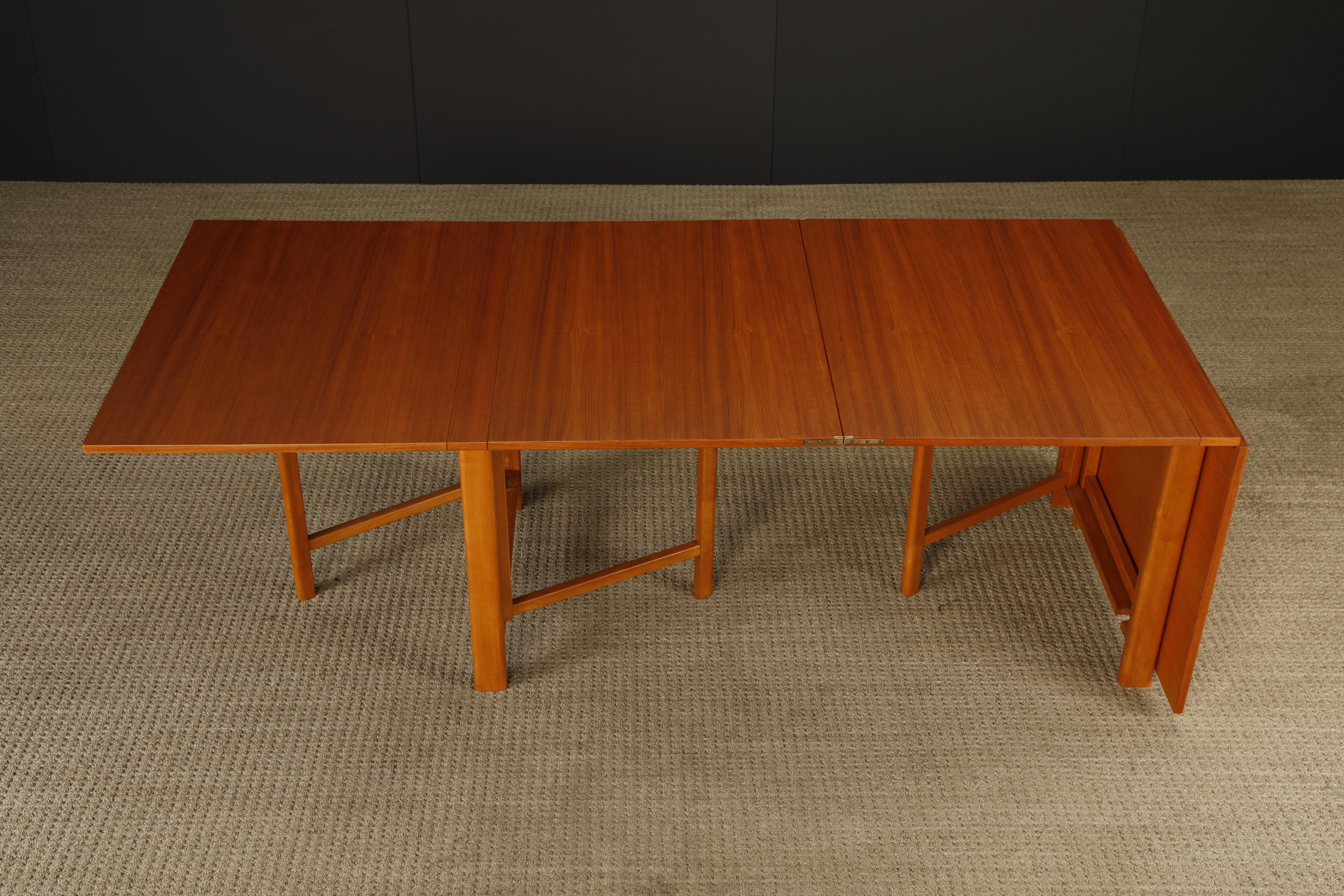 Bruno Mathsson 'Maria' Drop-Leaf Folding Table, Teak & Birch, Sweden, c 1950s en vente 7