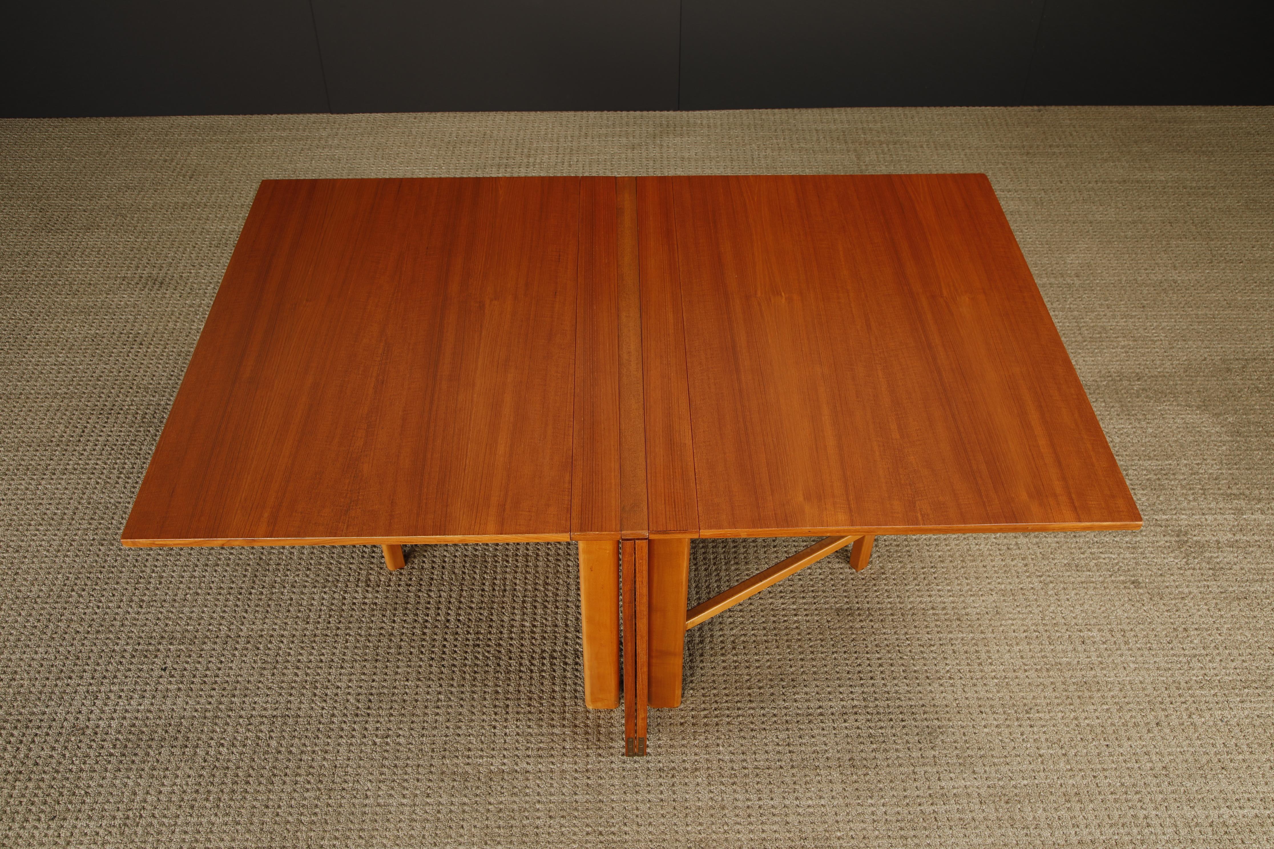 Scandinave moderne Bruno Mathsson 'Maria' Drop-Leaf Folding Table, Teak & Birch, Sweden, c 1950s en vente