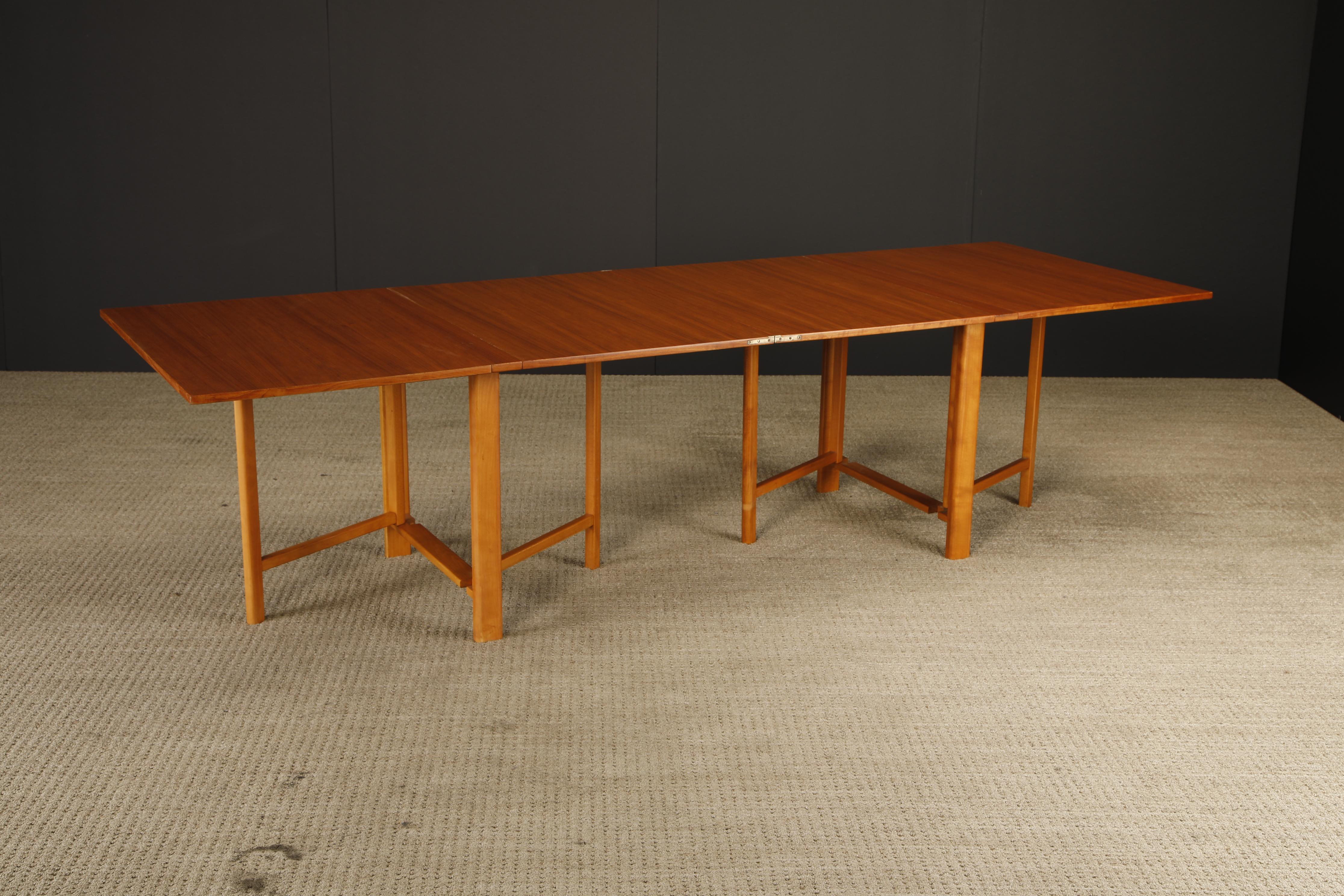 Milieu du XXe siècle Bruno Mathsson 'Maria' Drop-Leaf Folding Table, Teak & Birch, Sweden, c 1950s en vente