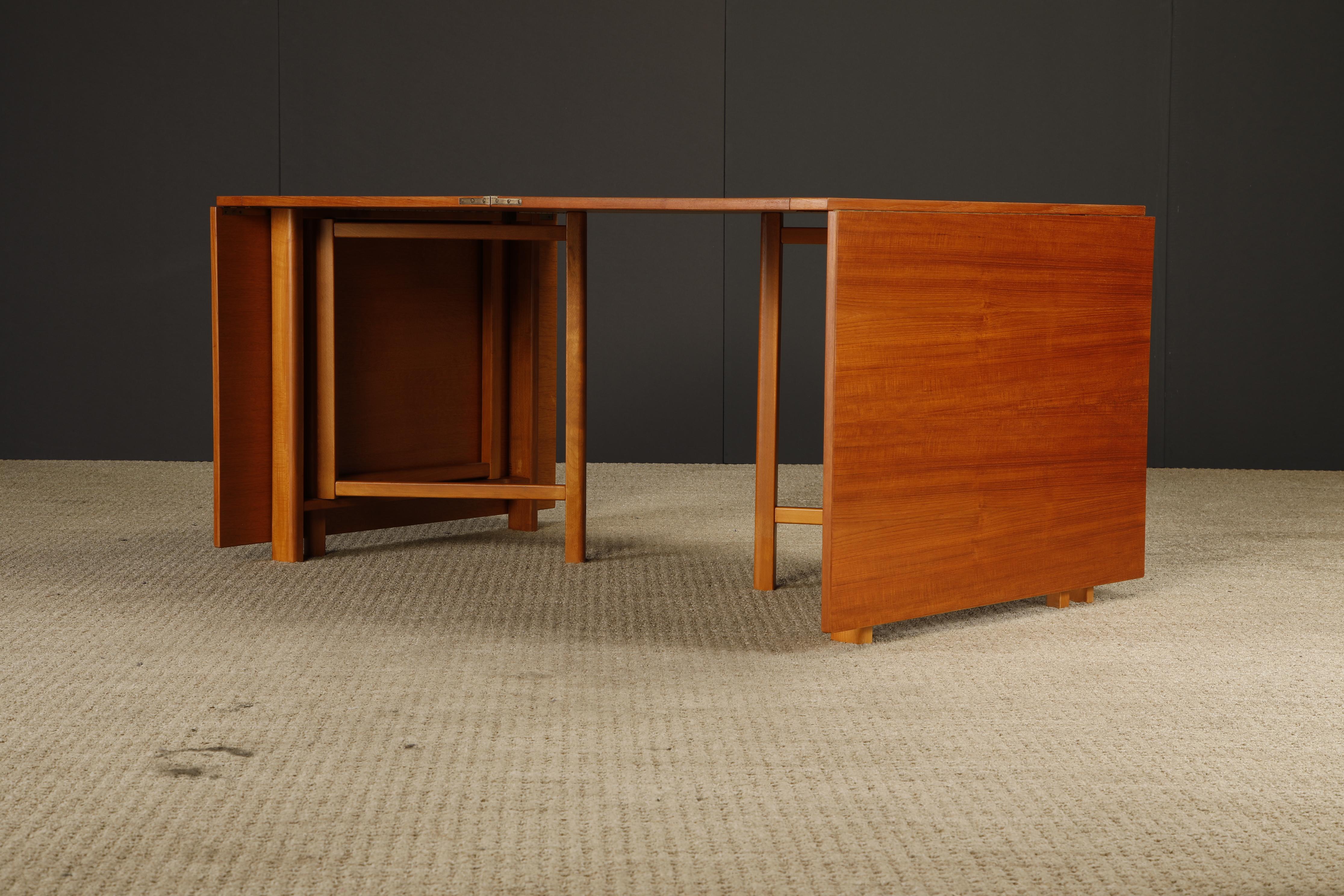 Bruno Mathsson 'Maria' Drop-Leaf Folding Table, Teak & Birch, Sweden, c 1950s en vente 2