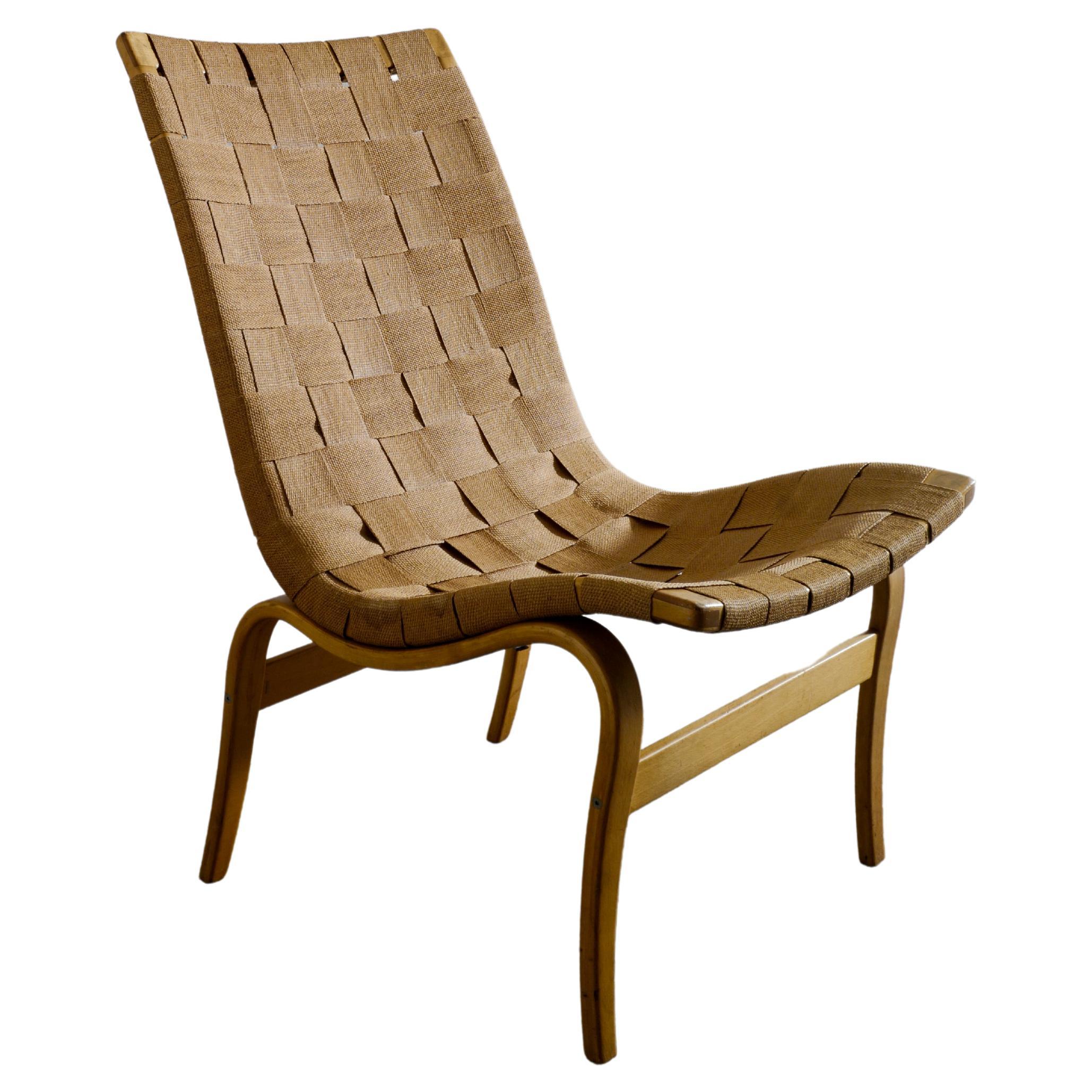 Bruno Mathsson Mid-Century Easy Chair "Arbetsstolen" Produced in Sweden, 1960s