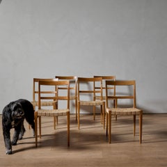 Chaises de salle à manger Mimat de Bruno Mathsson, bouleau et chanvre, style scandinave des années 1930